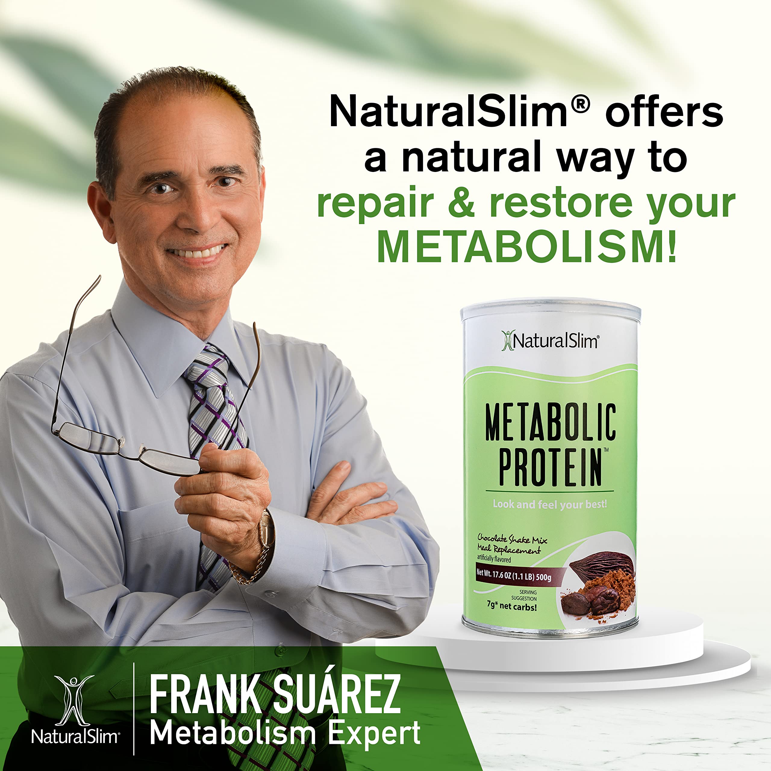 NaturalSlim Meal Replacement Protein Powder Chocolate - Low Carb Breakfast Shake for Weight Loss & Metabolism Support - Helps Curb Cravings & Hunger - 10 Servings (17.6oz) - Perfect for Busy Mornings, Post-Workout Recovery & Healthy Meal Prep