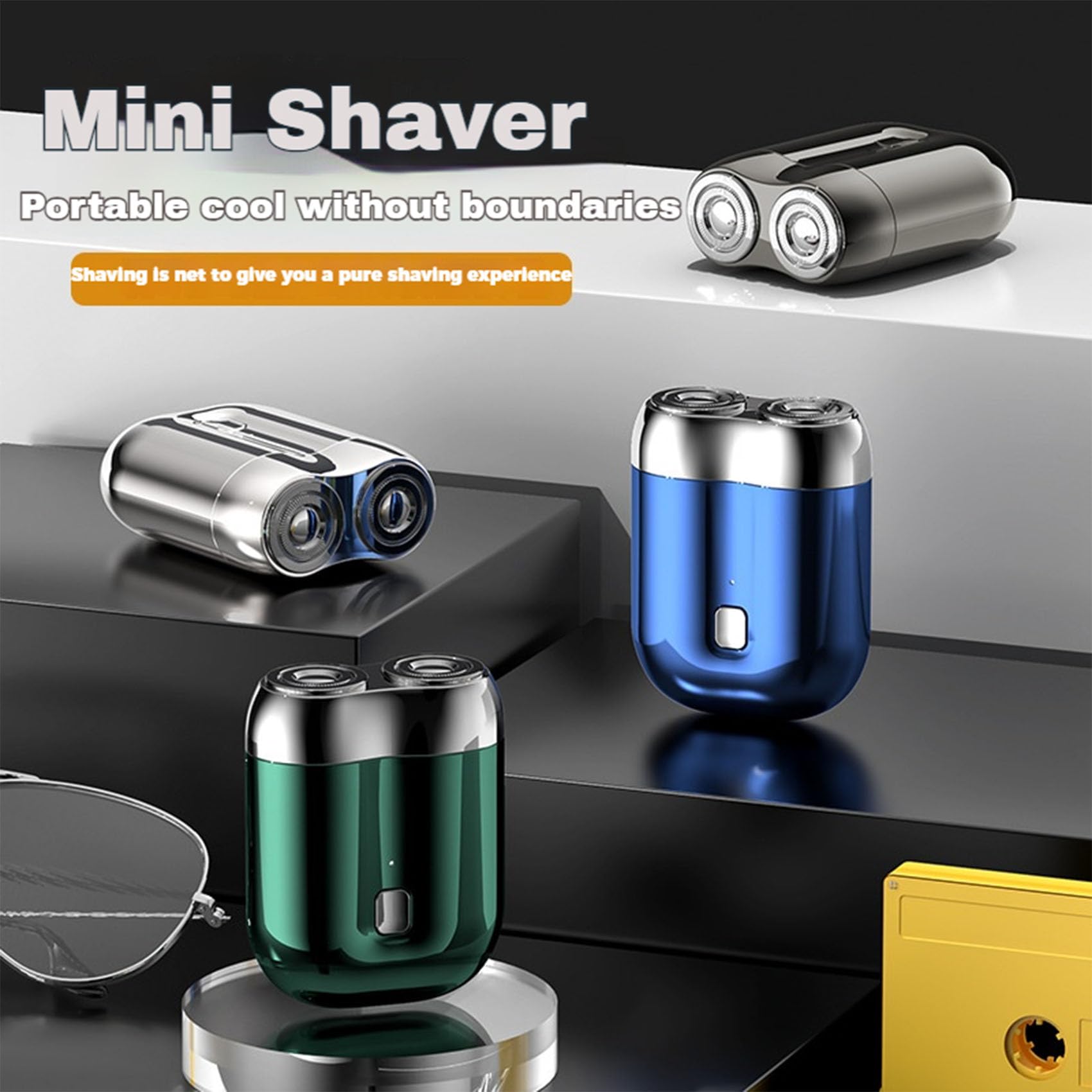 Jacooba Electric Razor for Men - USB Rechargeable Dual Head Mini Shaver with Jojoba Oil - Portable Travel & Gym Grooming Kit (Blue)