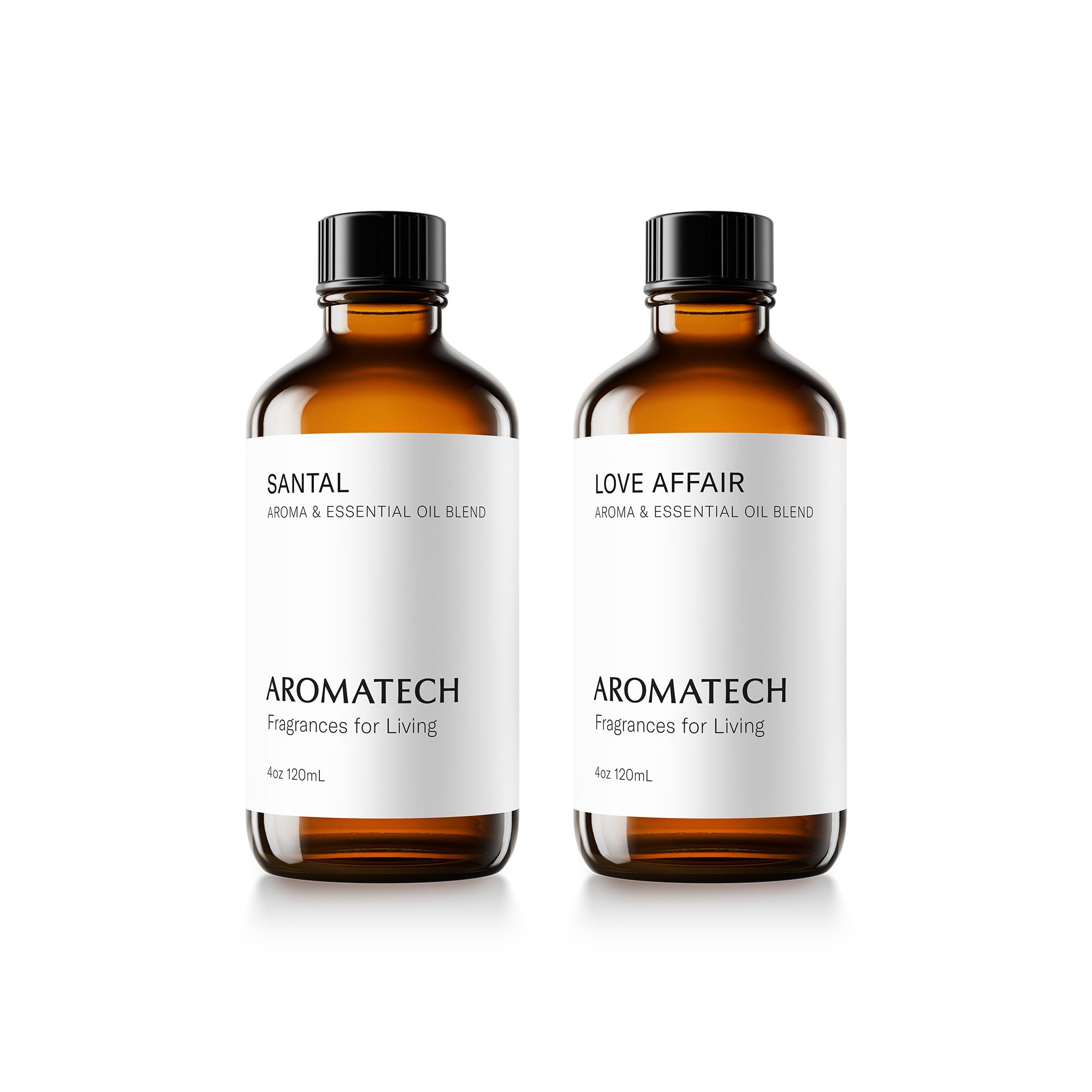 AromaTech Santal & Love Affair Essential Oil Diffuser Set - 120ml | Premium Blend of Santal Cardamom, Papyrus, Musk & Jasmine, Saffron, Cedar, Ambergris | Perfect for Home Aromatherapy, Spa Relaxation & Stress Relief