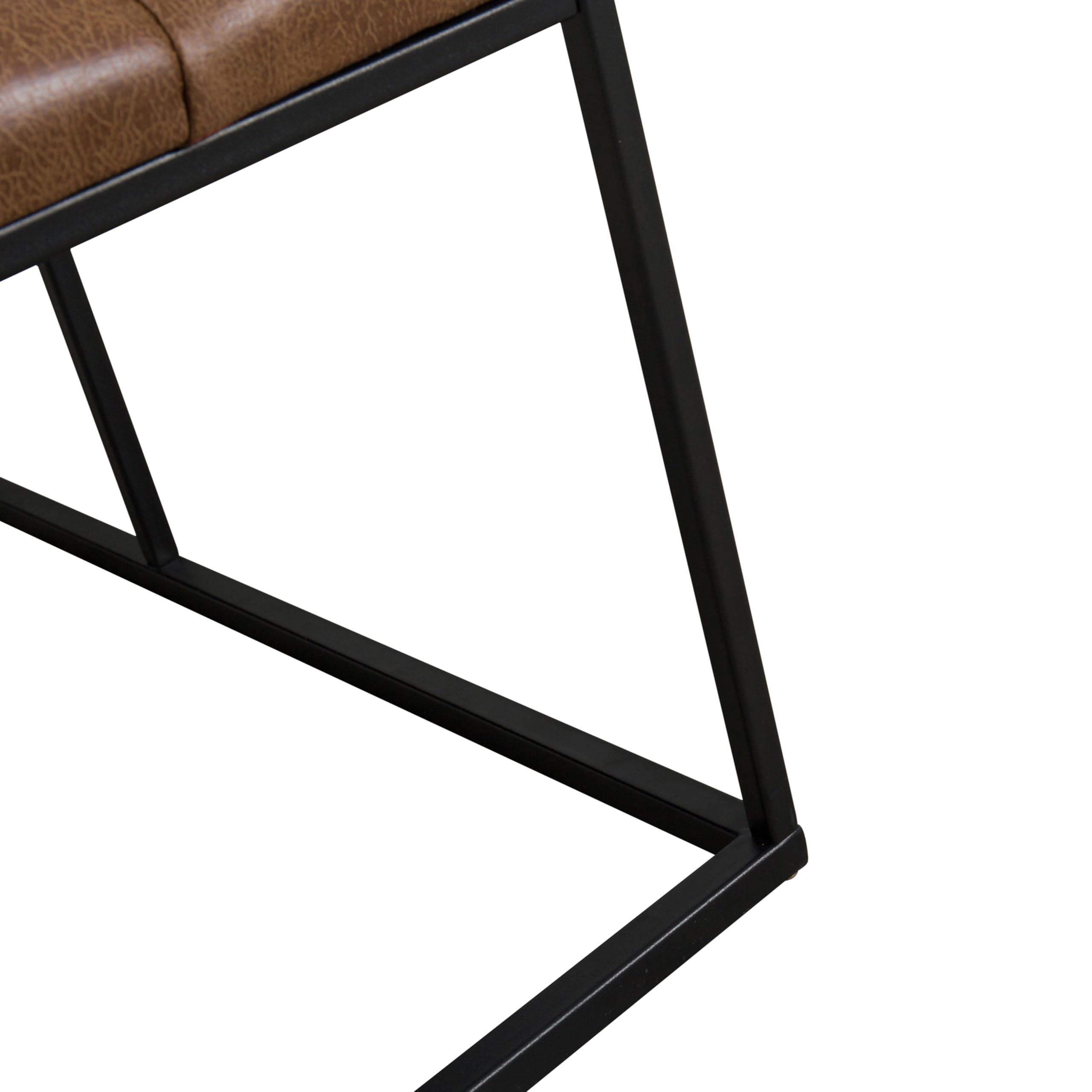 HomePop Large Upholstered Storage Bench Ottoman - Light Brown Faux Leather - Living Room & Bedroom Furniture - Perfect for Entryway Seating, Footrest & Extra Storage Space
