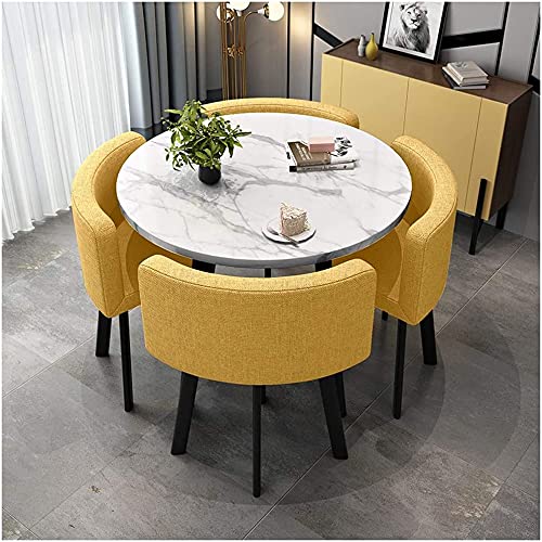 Modern Marble Dining Table and Chair Set - 4-Piece Kitchen & Living Room Furniture for Small Spaces | Balcony, Apartment, Diner & Coffee Table Use