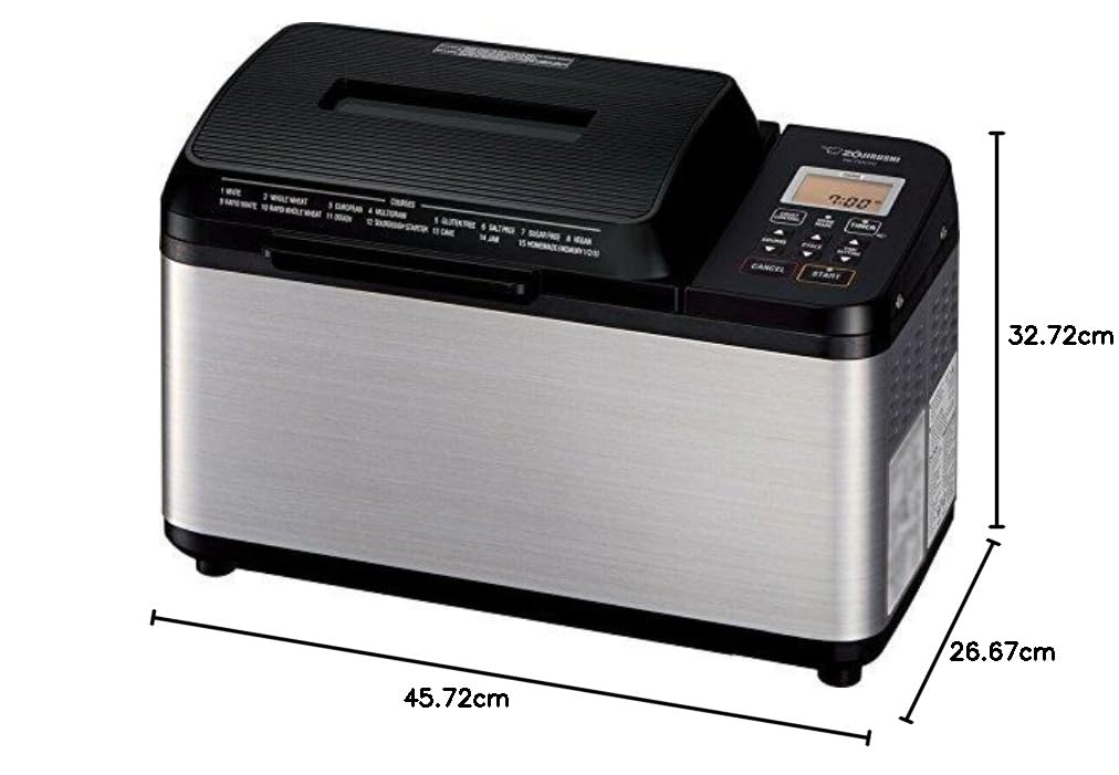 ZOJI BB-PDC20BA 2-Pound Stainless Steel Bread Maker Machine - Automatic Home Bakery Virtuoso Plus for Fresh Bread, Gluten-Free & Artisan Loaves - Perfect for Breakfast, Sandwiches & Family Dinners