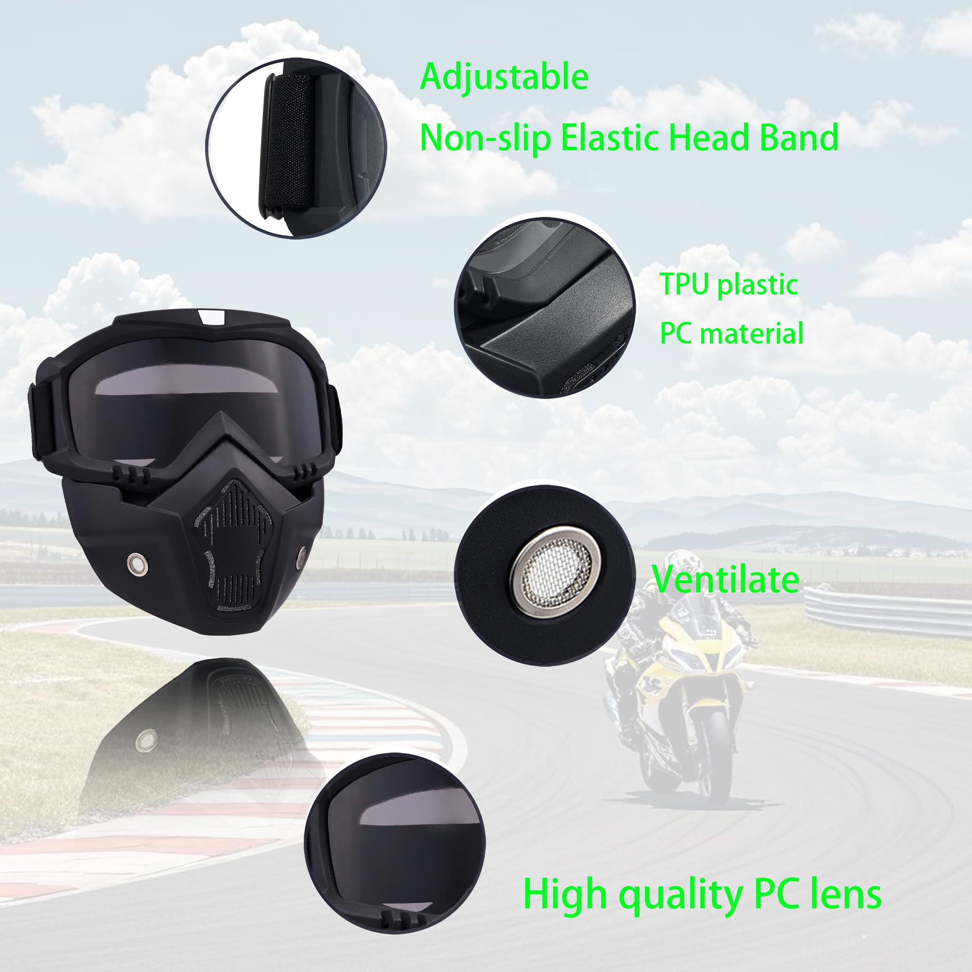 Tactical Full Face Airsoft Mask - Paintball & Motorcycle Helmet Goggles with Removable Face Shield for Men & Women - Perfect for Airsoft Games, Paintball Battles & Motorcycle Riding