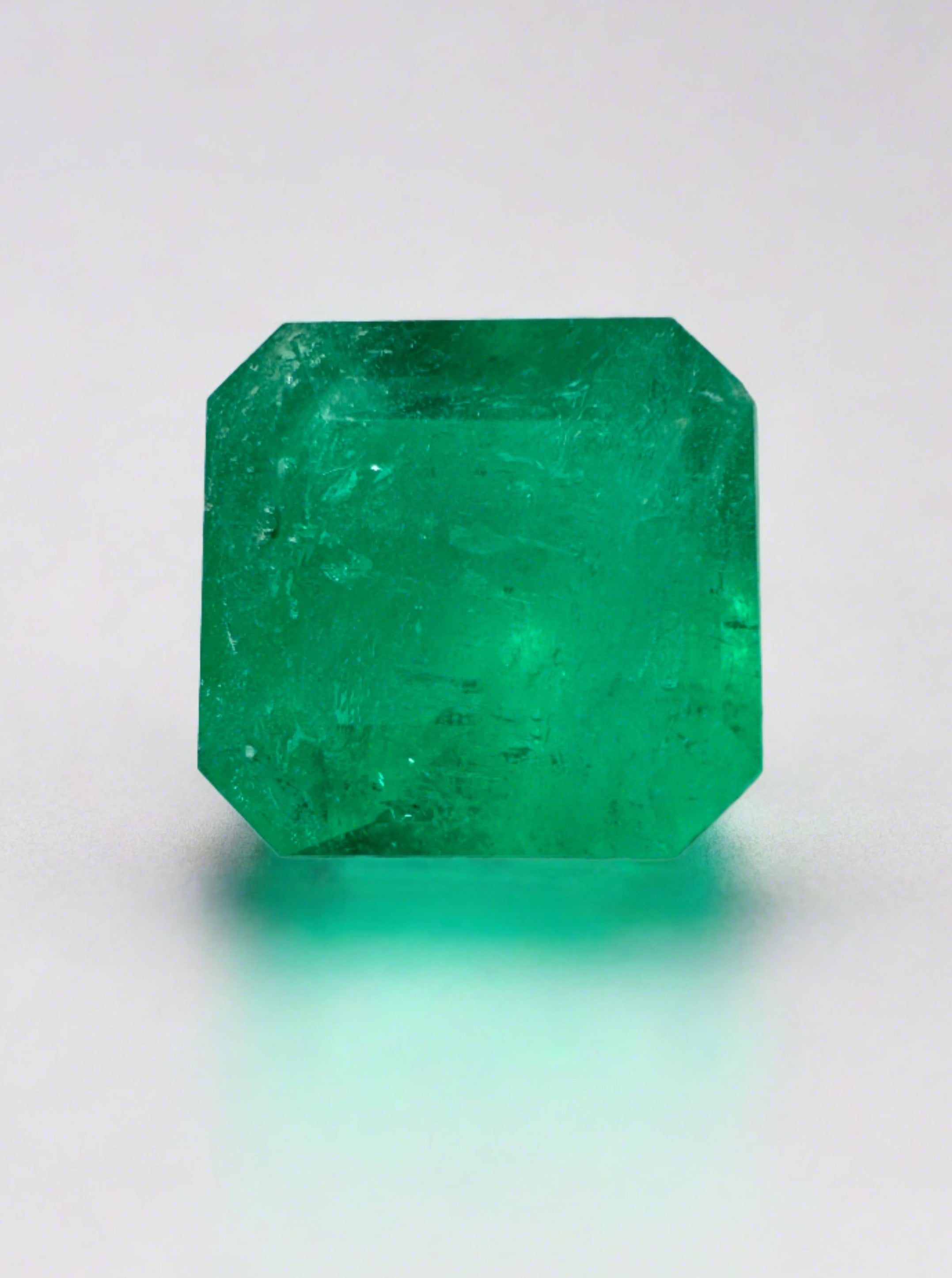 1.84 Carat 8x8mm Natural Loose Colombian Emerald Gemstone - Asscher Cut for Jewelry Making, Engagement Rings & Fine Collections