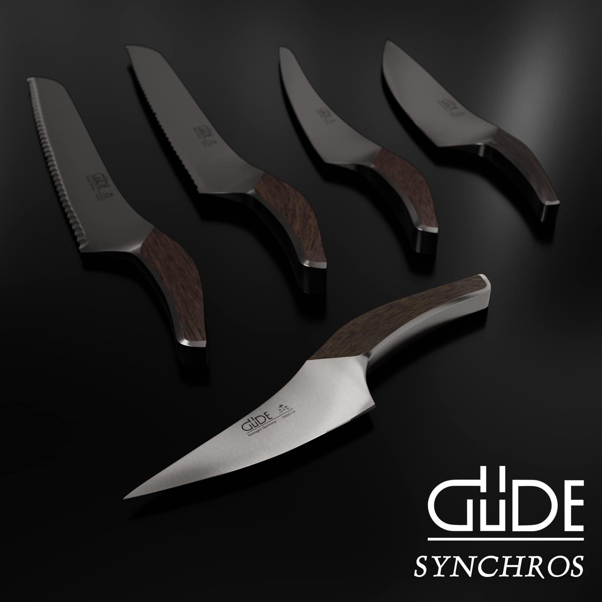 Gude SYNCHROS Series 5-Inch Forged Utility Knife with Smoked Oakwood Handle - Perfect for Camping, Kitchen, and Outdoor Adventures