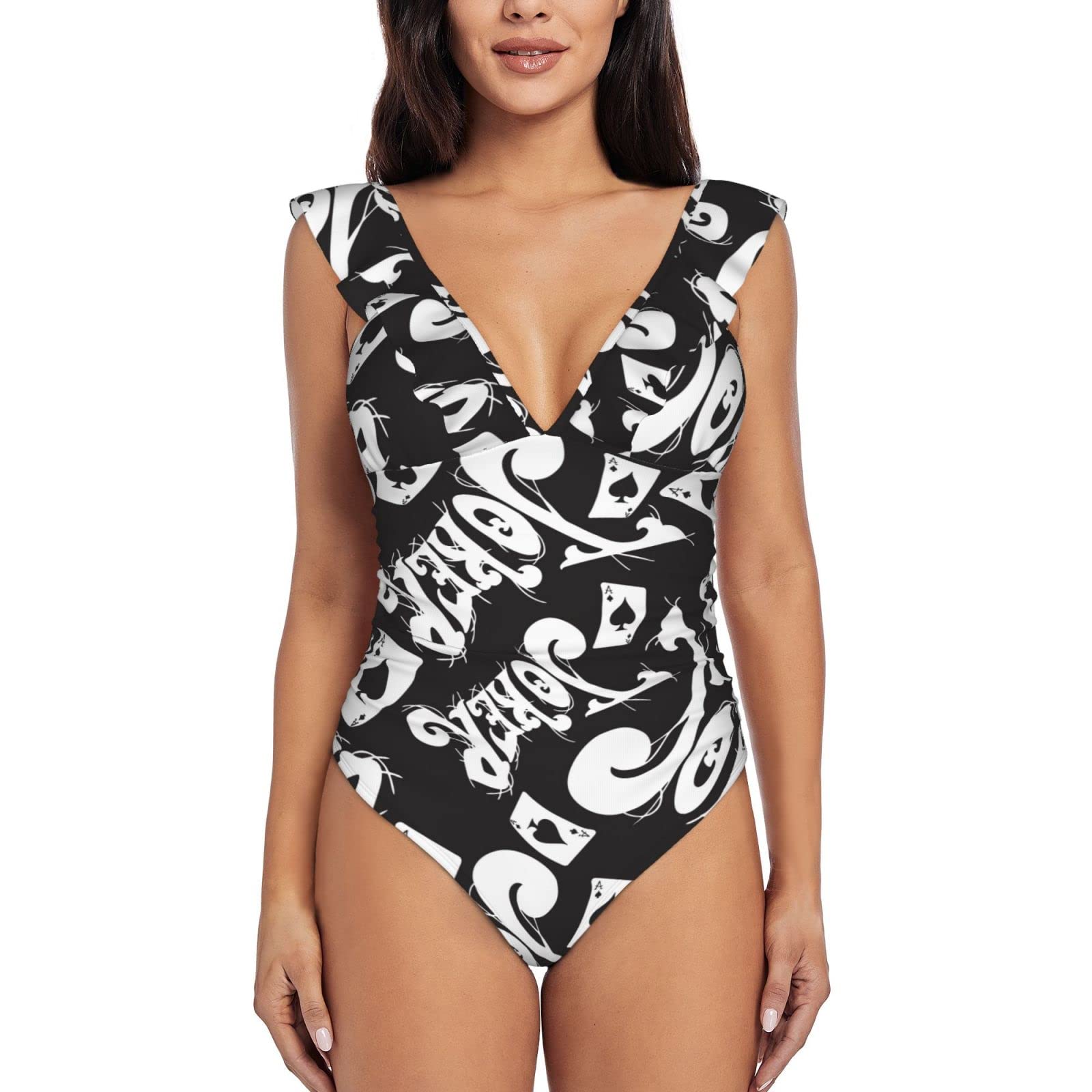 Graffery Women's Tummy Control One Piece Swimsuit - V-Neck Ruffled Monokini Bathing Suit for Beach, Pool & Vacation