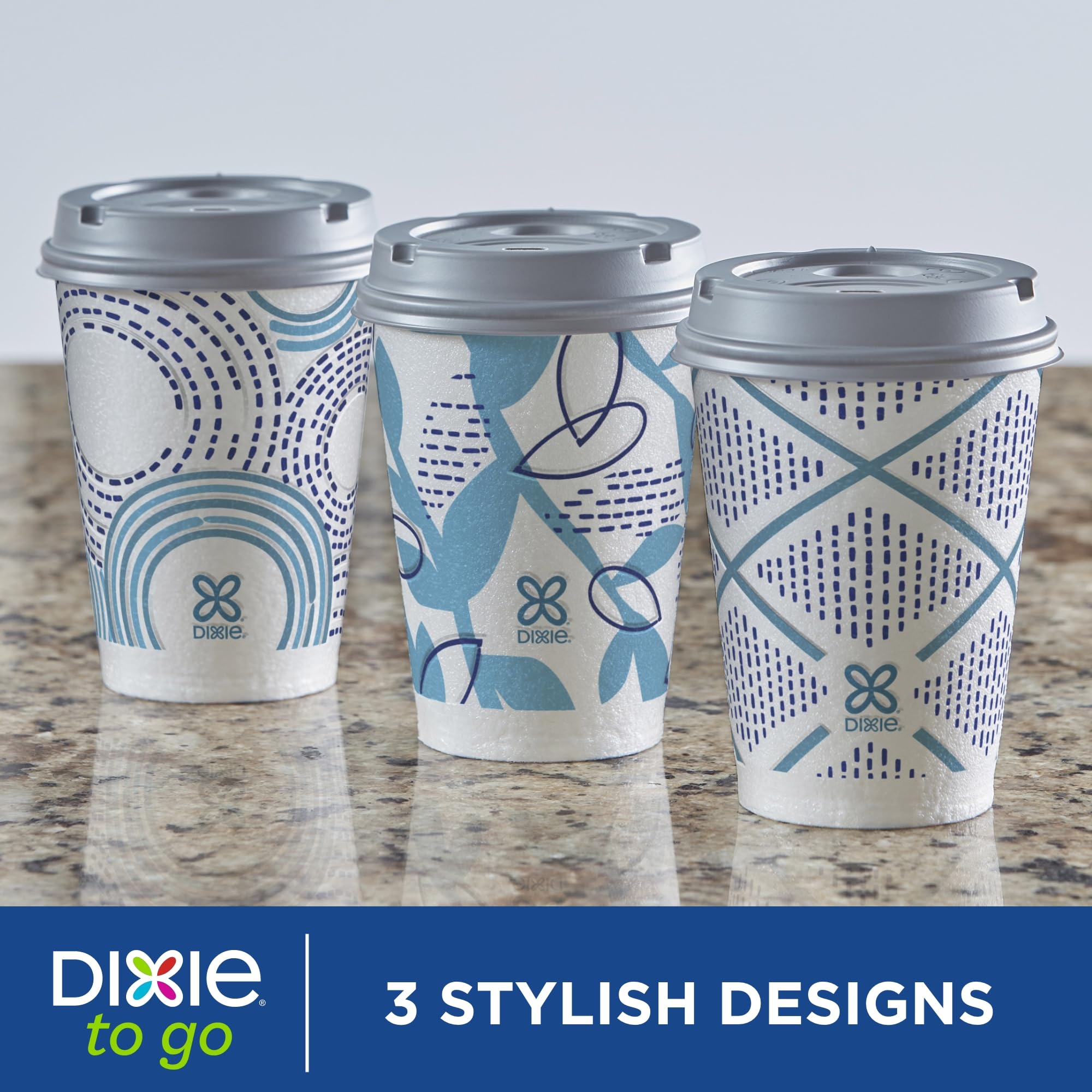 Dixie To Go Medium 12 Oz Paper Coffee Cups with Lids - 66 Count Disposable Hot Drink Cups for Coffee, Tea & Hot Chocolate - Perfect for Office, Travel & Outdoor Use