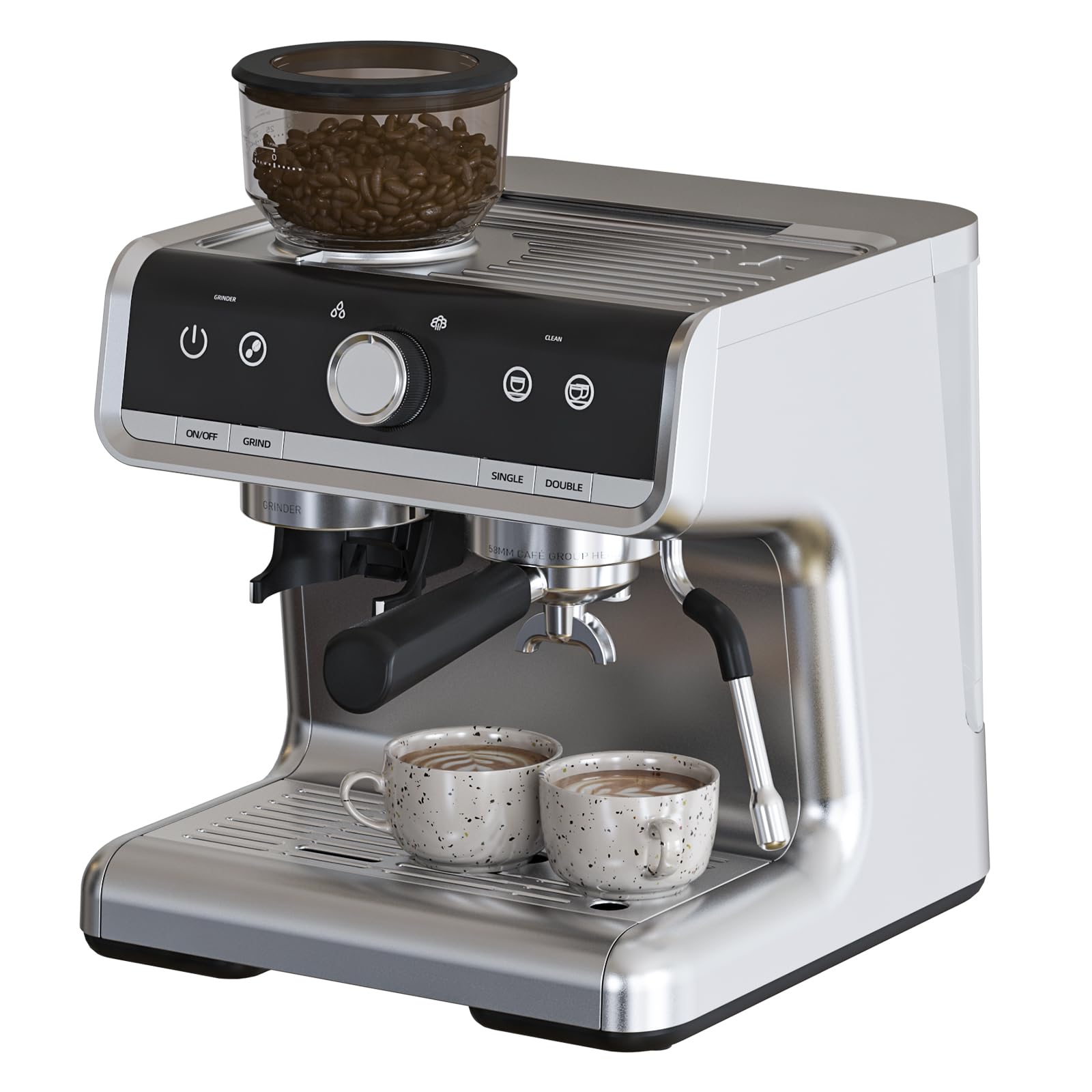 Premium 20 Bar Semi-Automatic Espresso Machine with Built-in Coffee Bean Grinder & Milk Frother Wand - 95oz Removable Water Tank for Perfect Cappuccino, Latte & Espresso - Ideal for Home Baristas & Coffee Lovers