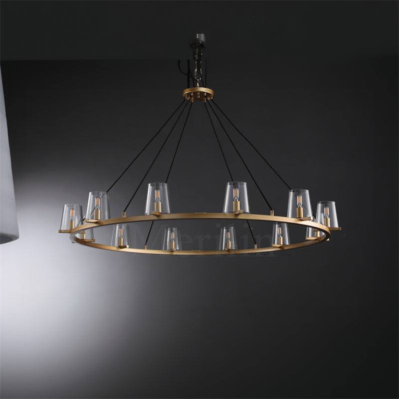 Paul Clear Glass Round Chandelier - Modern Crystal Ceiling Light Fixture for Living Room, Bedroom & Dining Room | Elegant Home Decor Lighting for Weddings, Restaurants and Interior Design