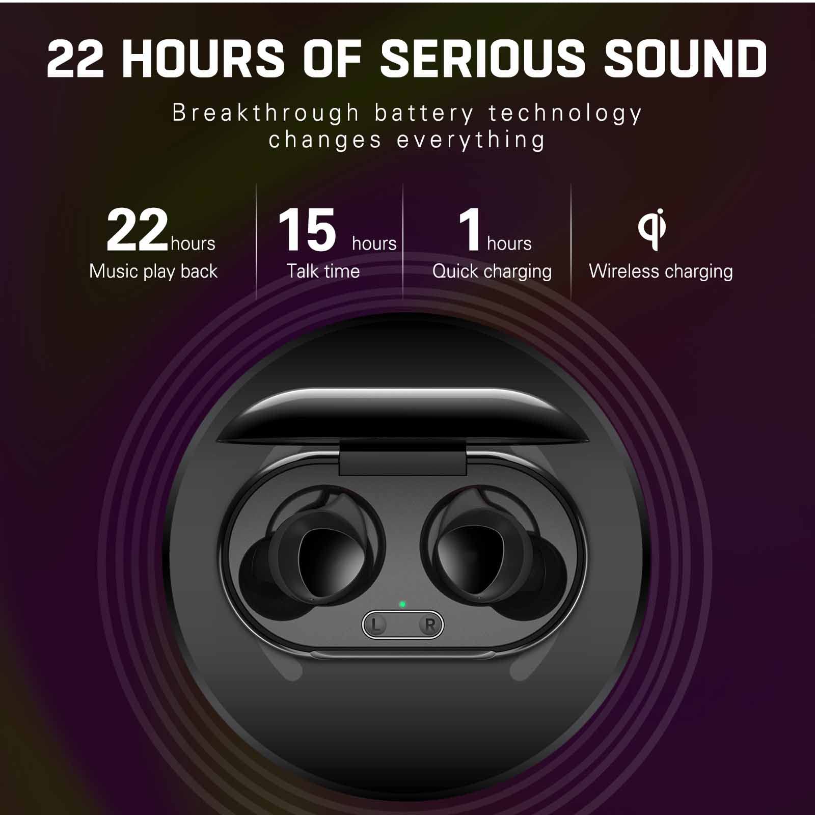 UrbanX Street Buds Plus Wireless Earbuds for Samsung Galaxy Z Fold 3 5G - Bluetooth 5.0 True Wireless Earbuds with Hands-Free Controls & Wireless Charging Case (Black) - Perfect for Gym, Commuting & Workouts