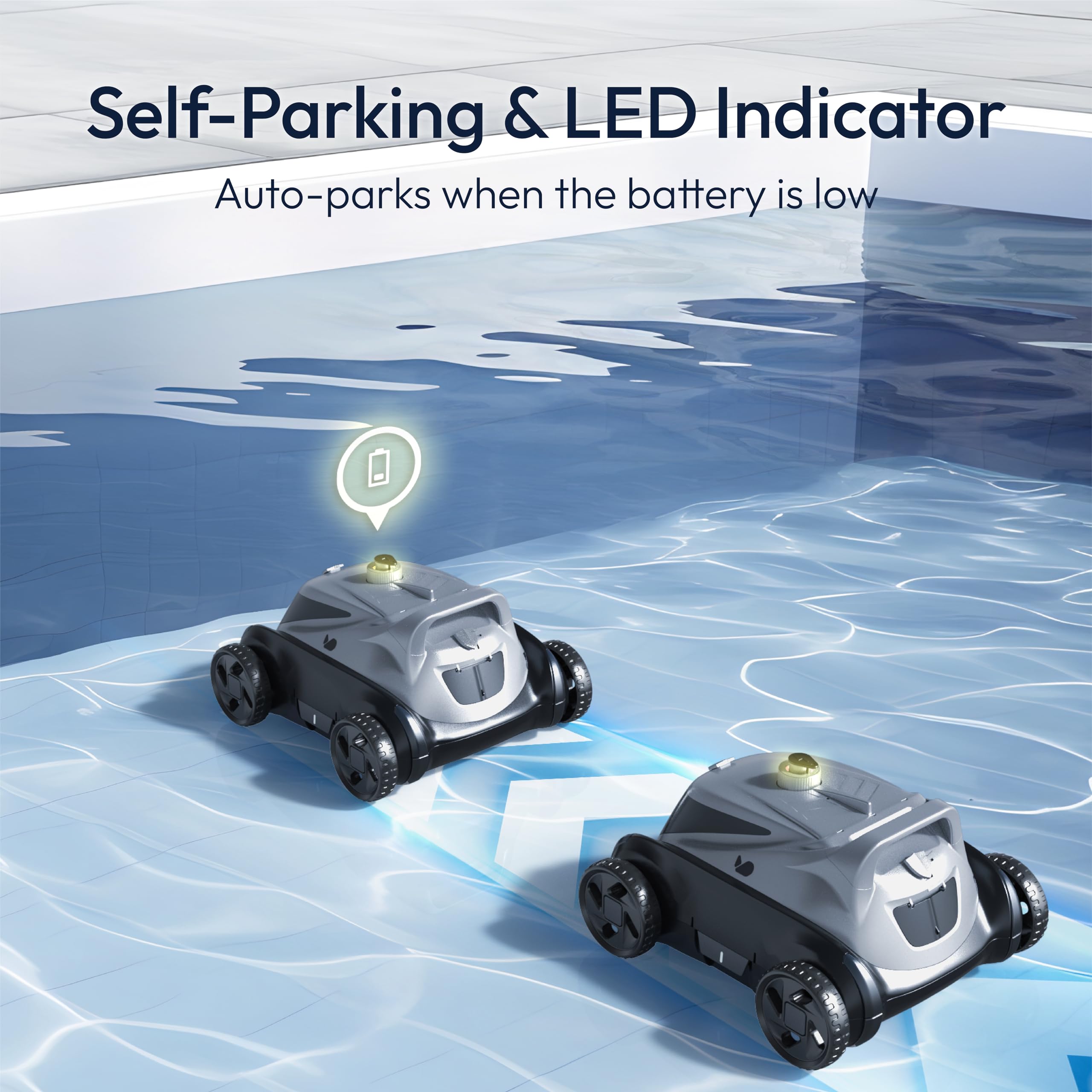 Bubot 500P Cordless Robotic Pool Cleaner - Powerful Dual Motor Pool Vacuum with Bluehole Suction, DirtLock 2.0 Technology, Self-Parking & 140-Min Runtime for Above Ground Flat Pools up to 1,076 Sq.Ft - Ideal for Inground & Above Ground Swimming Pool Cleaning & Maintenance