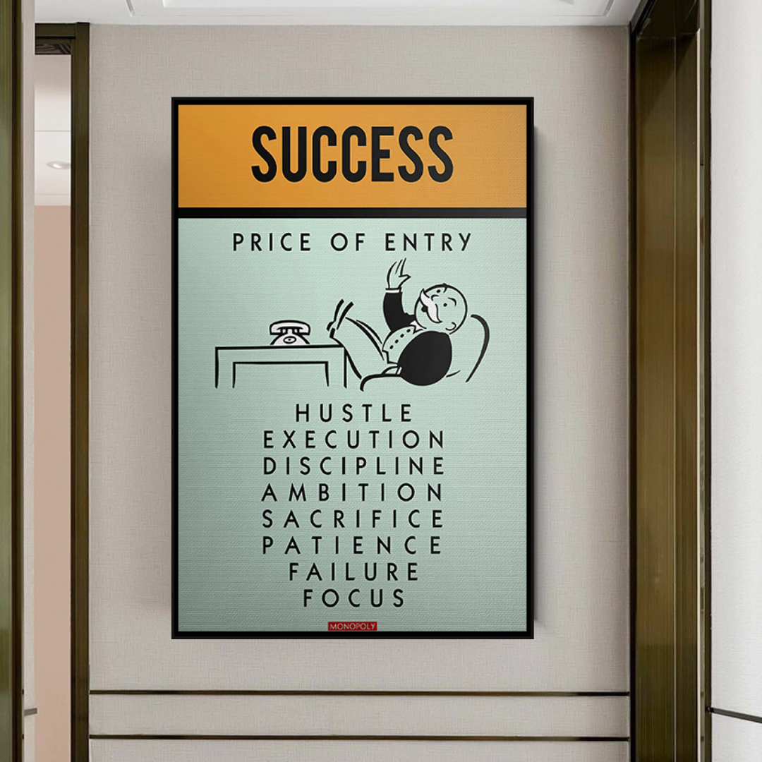 Alec Monopoly Success Price of Entry Playing Card Canvas Wall Art - Pop Art Home Decor for Living Room, Office & Game Room
