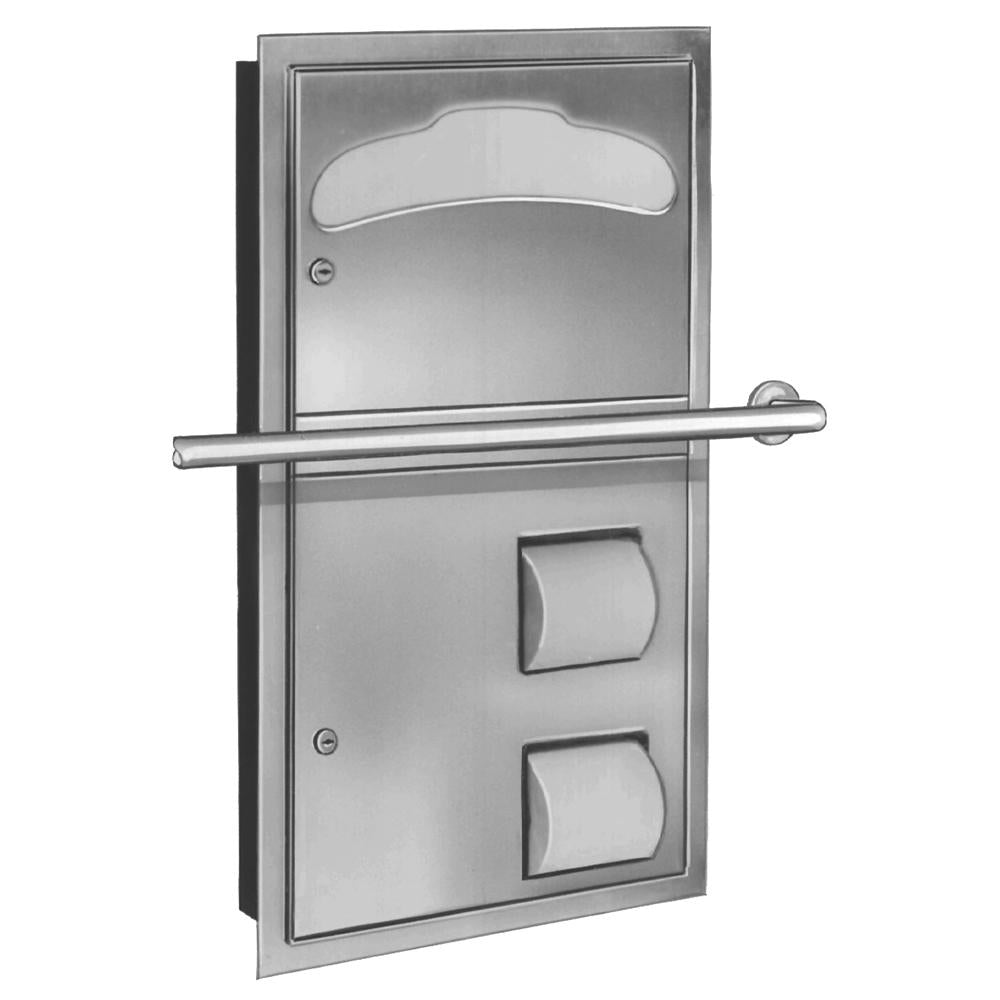 Bradley 5922 1100 Surface Mounted Toilet Paper & Seat Cover Dispenser - Satin Finish | Ideal for Commercial Restrooms, Offices, and Public Restrooms