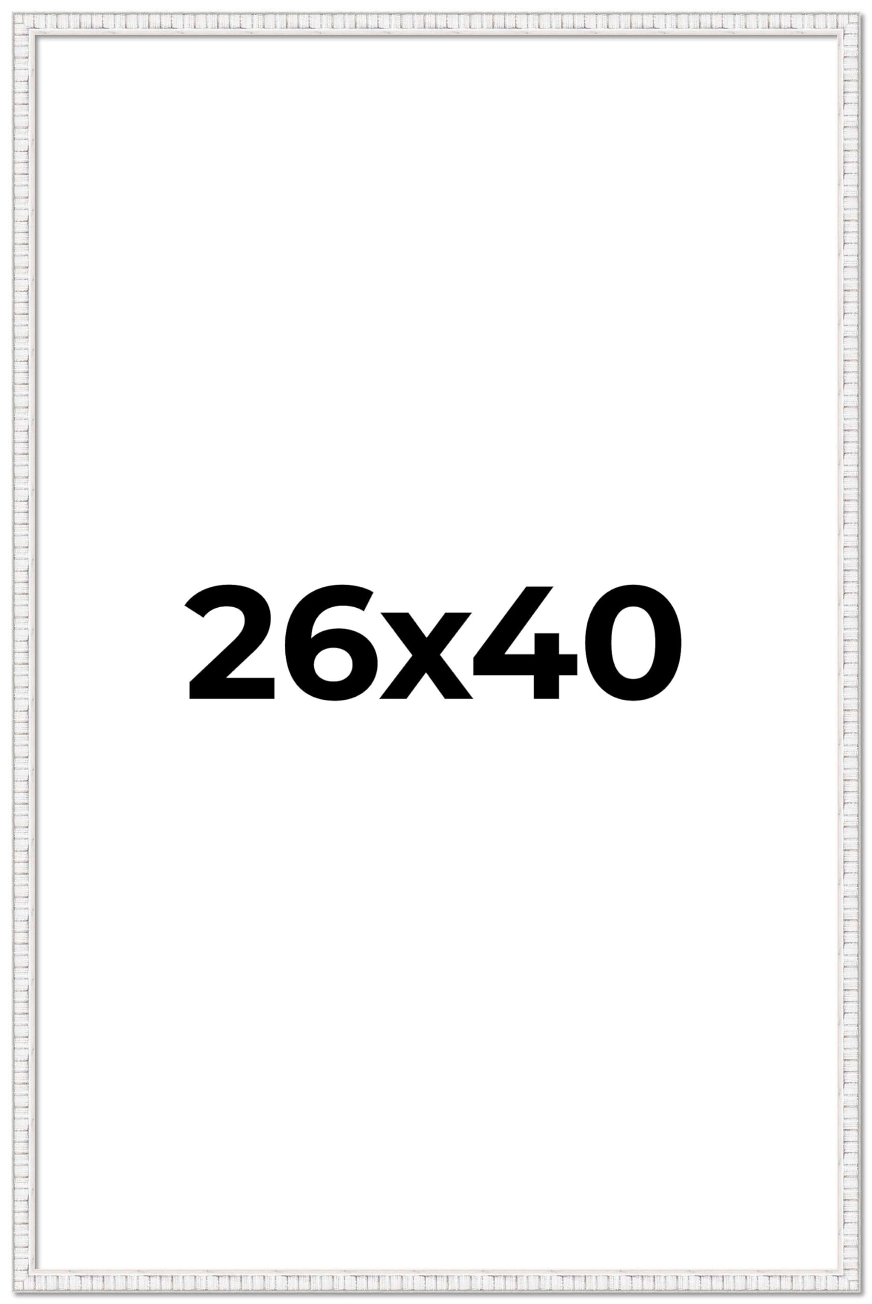 26x40 White Distressed Solid Wood Picture Frame - 0.75