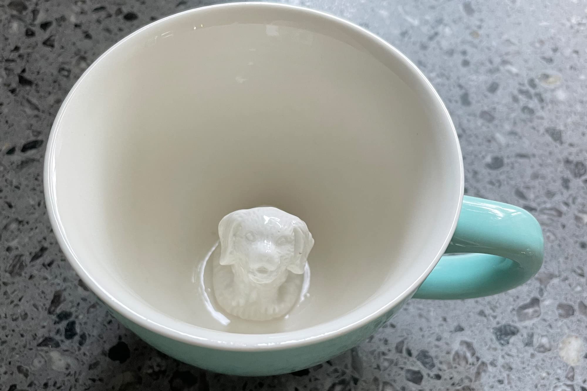 3D Hidden Dog Creature Ceramic Mug - 11oz Aqua Green Coffee & Tea Cup with Puppy Inside - Unique Gift for Dog Lovers, Birthday, Holiday & Housewarming - Perfect for Home, Office & Coffee Shop Use