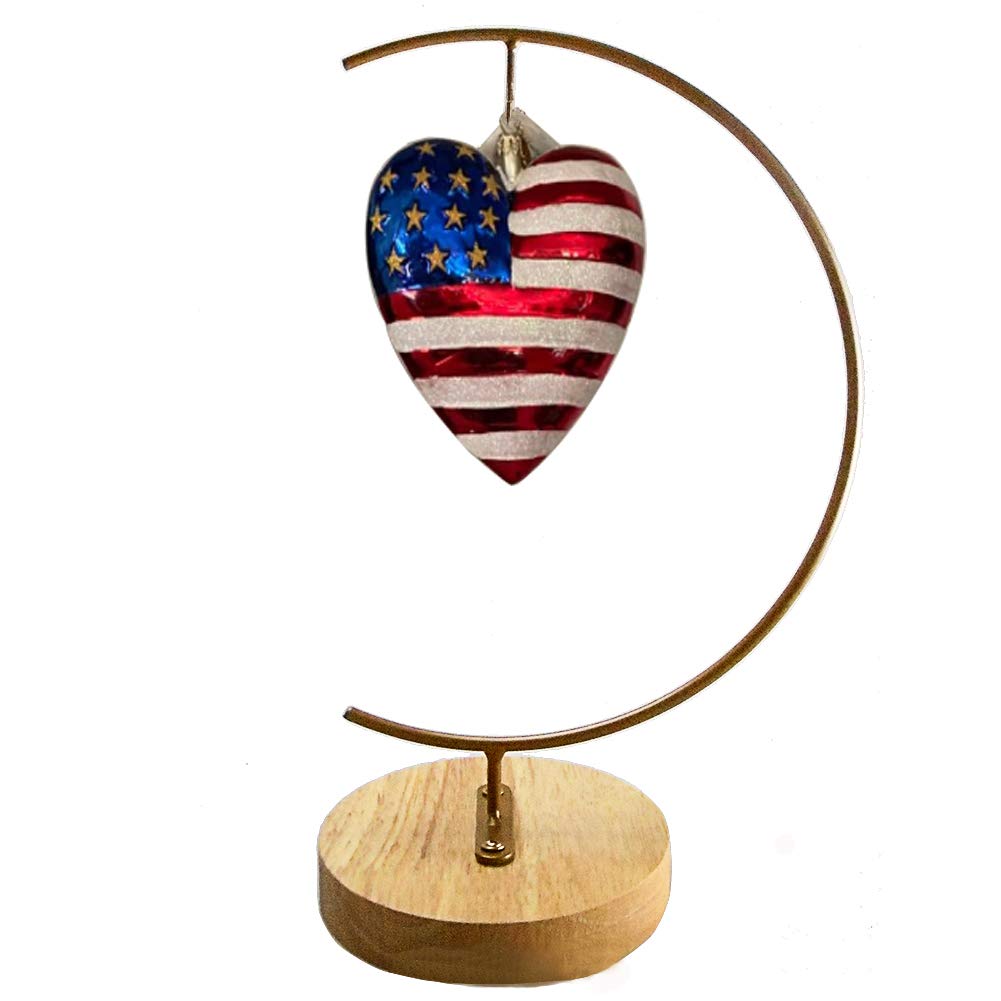 Archi G-Shaped Iron Pothook Display Stand for Hanging Glass Globes, Air Plants & Terrariums - Rustic Wood Base Home Decor for Christmas, Wedding & Boho Room Decoration