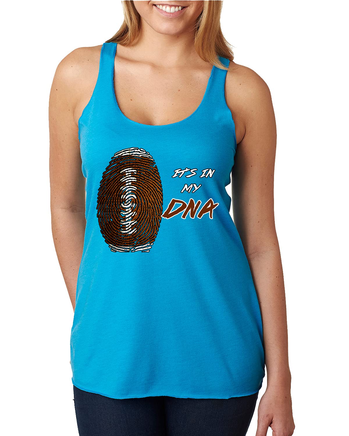 Custom DNA Football Sports Tri-Blend Racerback Tank Top - Personalized Athletic Wear for Football Fans, Players & Team Spirit