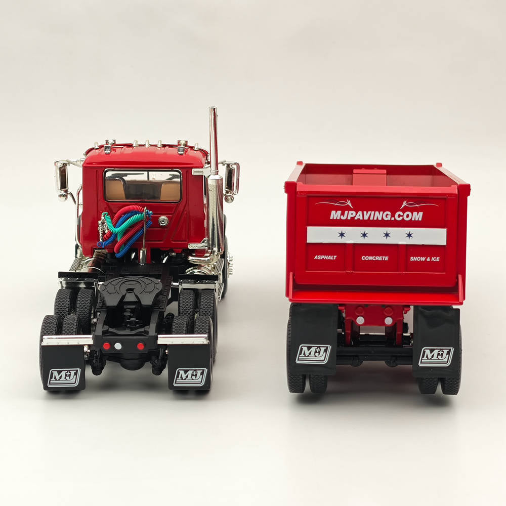 1:34 Scale Mack Granite & Round End Dump Trailer Diecast Model Truck - Collectible Construction Vehicle for Display & Play - Perfect for Construction Enthusiasts & Model Collectors
