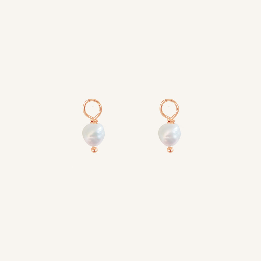 Pearl Hoop Charm Earrings with Stone of Potential - Set of 2 Dainty Boho Jewelry for Women - Perfect for Weddings, Date Nights & Everyday Elegance