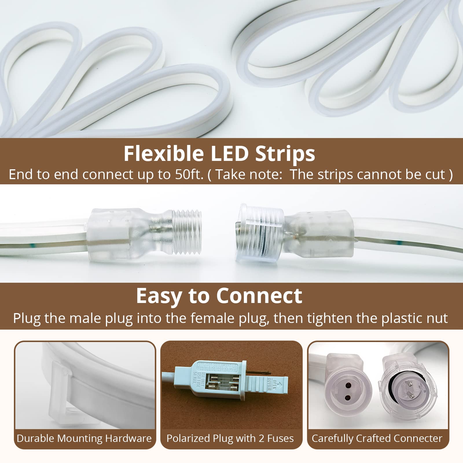 16.4FT LED Neon Rope Lights - Waterproof Flexible for DIY, Gaming Room & Party Decor