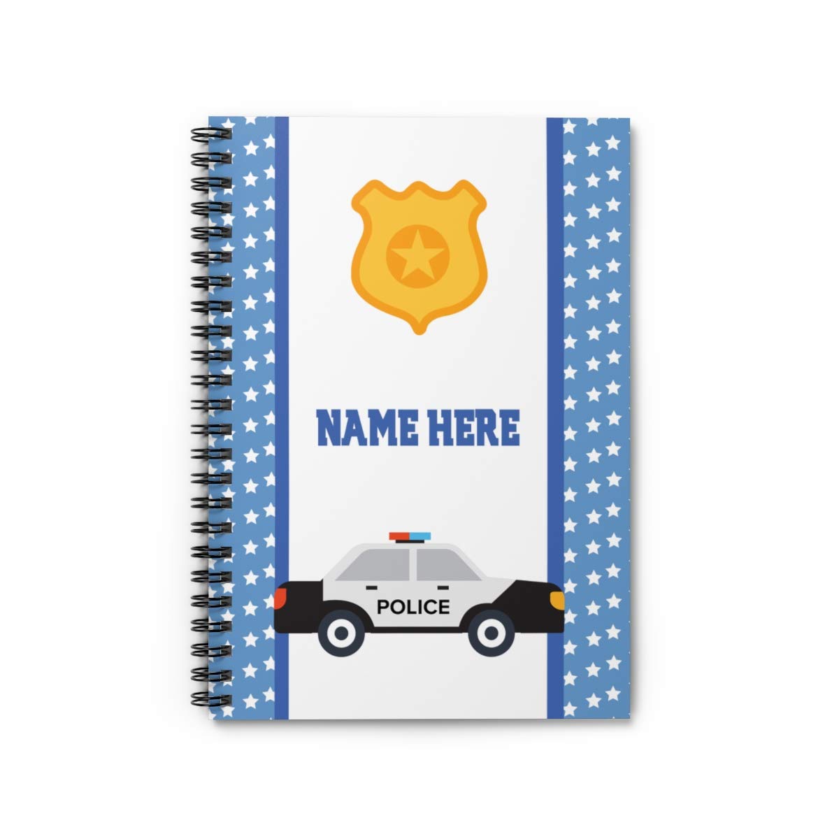 Custom Police Car Spiral Notebook - Personalized Auto Design Notebook for Kids, Teens, Girls & Women | Perfect Gift for Police Enthusiasts & Car Lovers | School, Office & Travel Use
