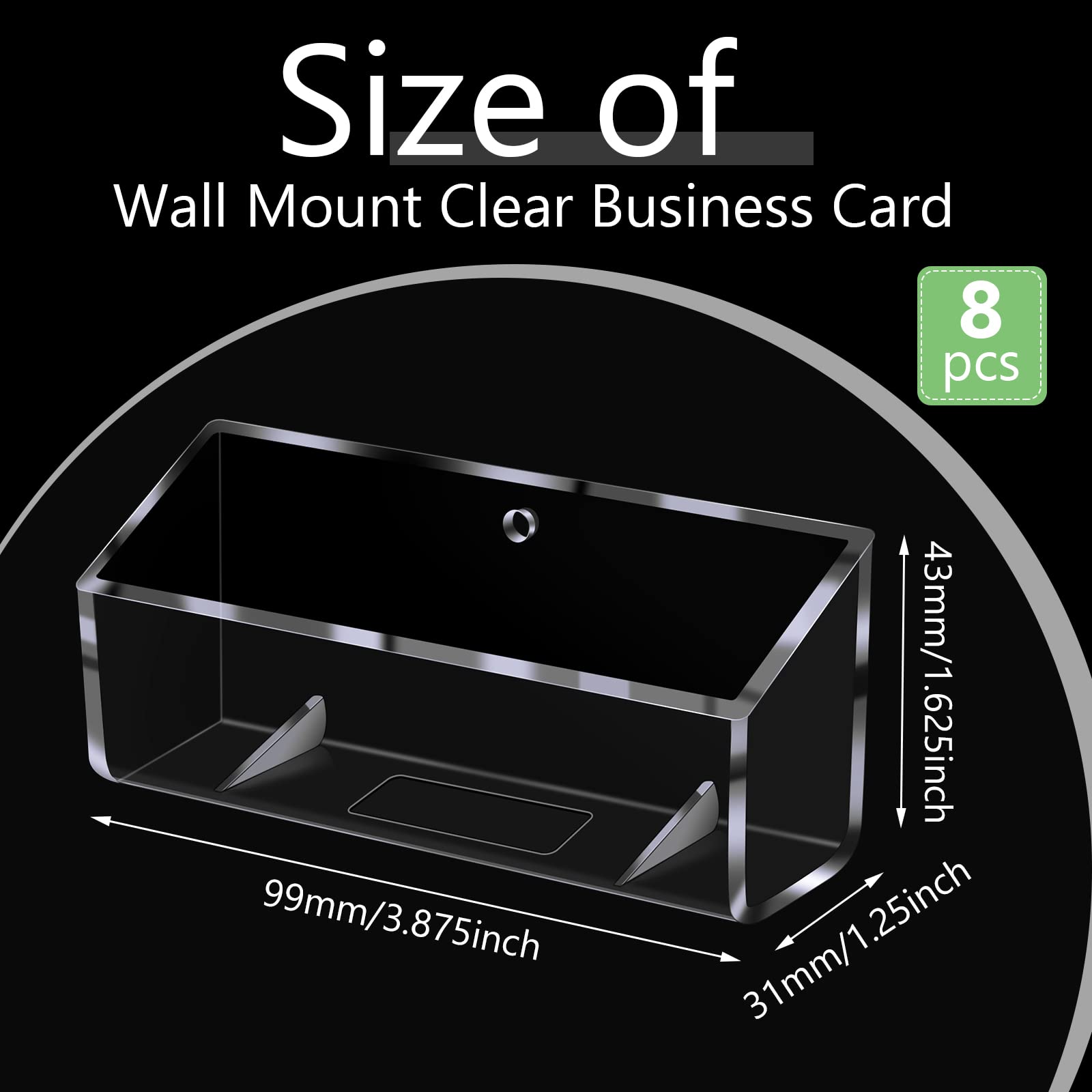 Eersida 8-Pack Clear Acrylic Wall Mount Business Card Holder - 3.87x1.25x1.63 Inch Desk Card Display Stand for Office & Home - Perfect for Reception, Retail Counters, and Professional Workspaces