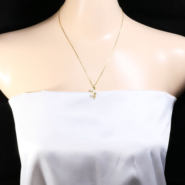 14K Yellow Gold Pearl and Diamond Pendant Necklace for Women - Elegant Bridal Jewelry, Anniversary Gift, Valentine's Day Present