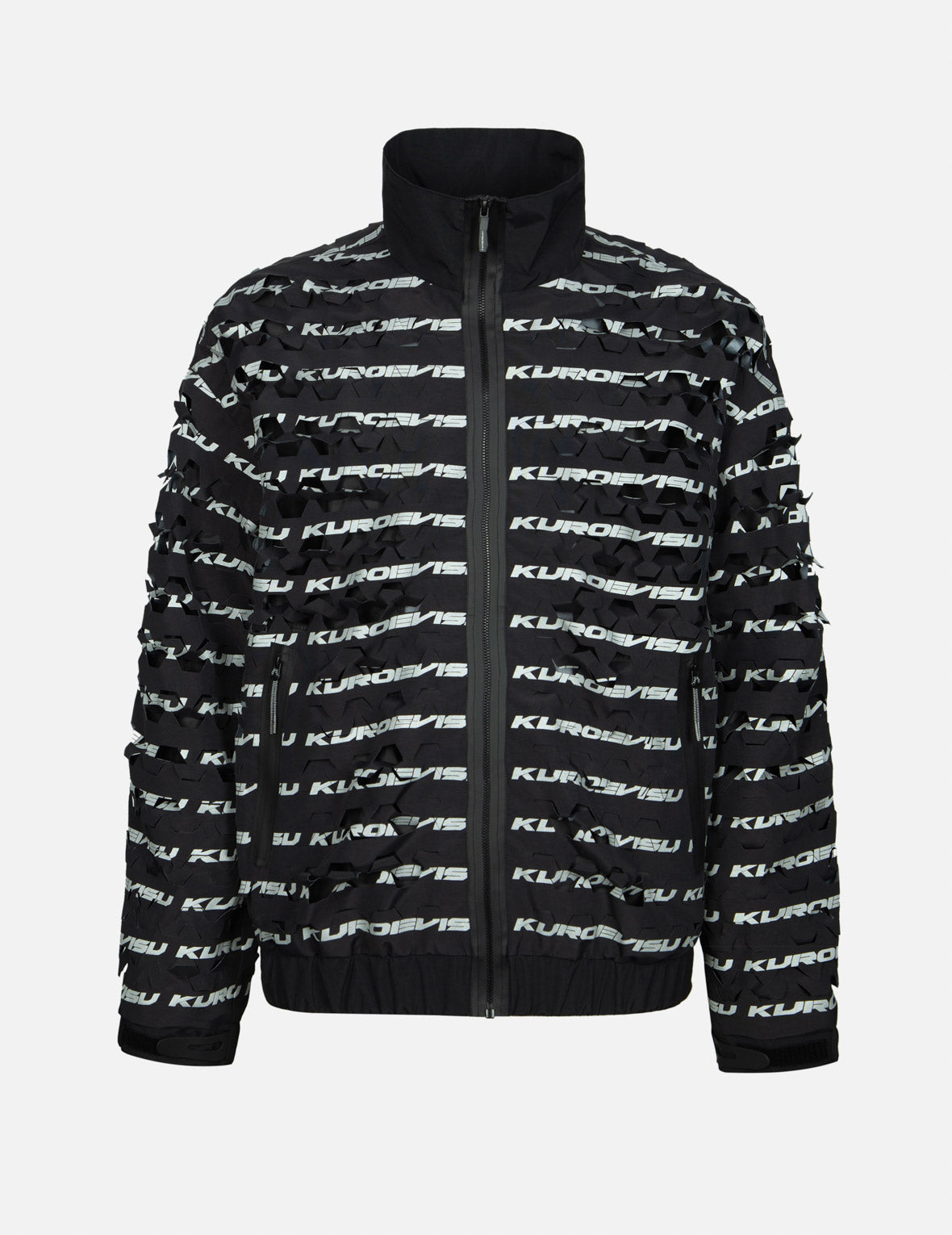 Hexagon Laser Cut Allover Print Relax Fit Jacket - Trendy Streetwear for Women | Perfect for Casual Outings, Music Festivals & Night Out