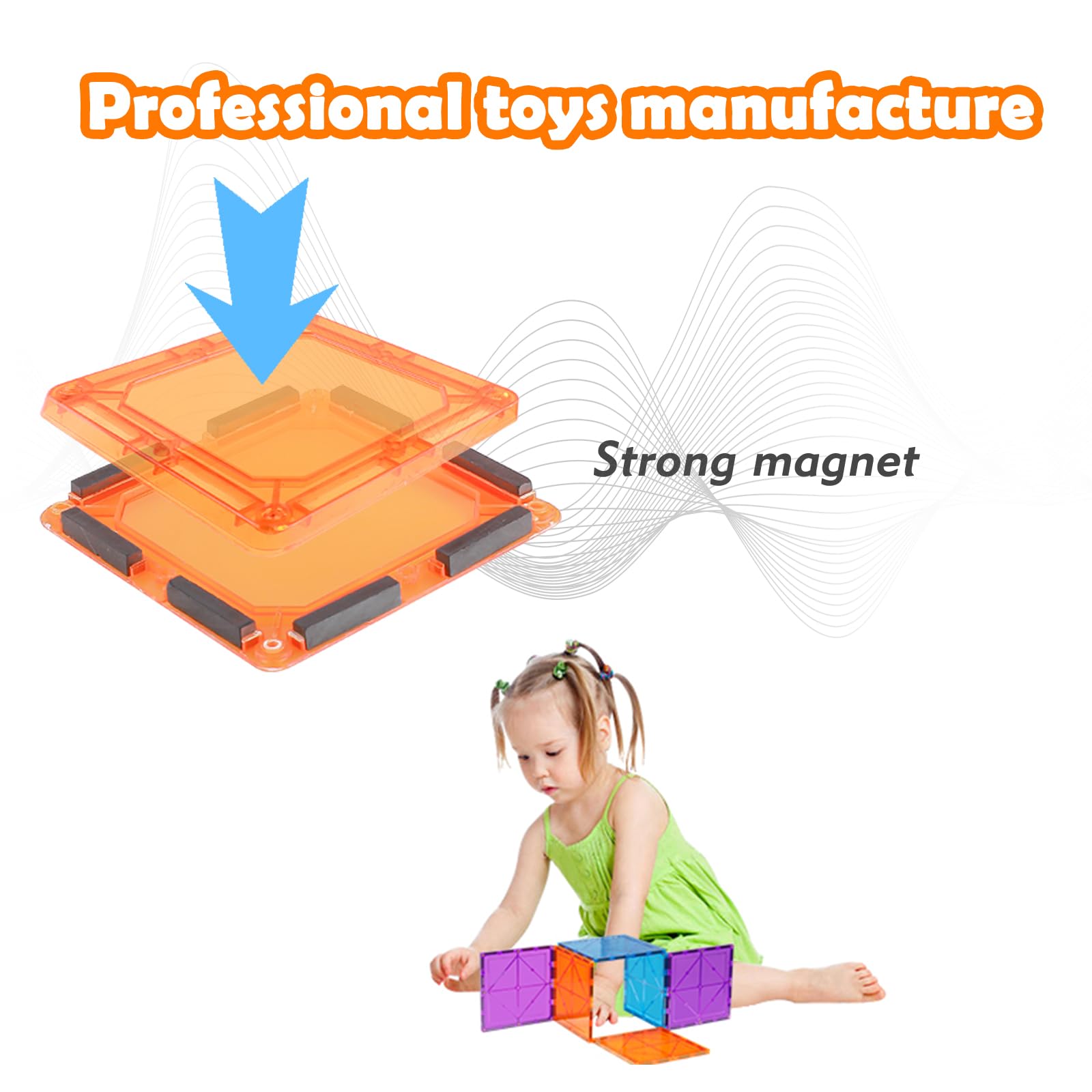 96 Pcs Magnetic Tiles - 3D Building Blocks STEM Educational Toys for Kids Ages 3+, Magnet Puzzles for Toddlers Boys & Girls - Perfect for Preschool Learning, Creative Play & Family Bonding (NF-96 Set)