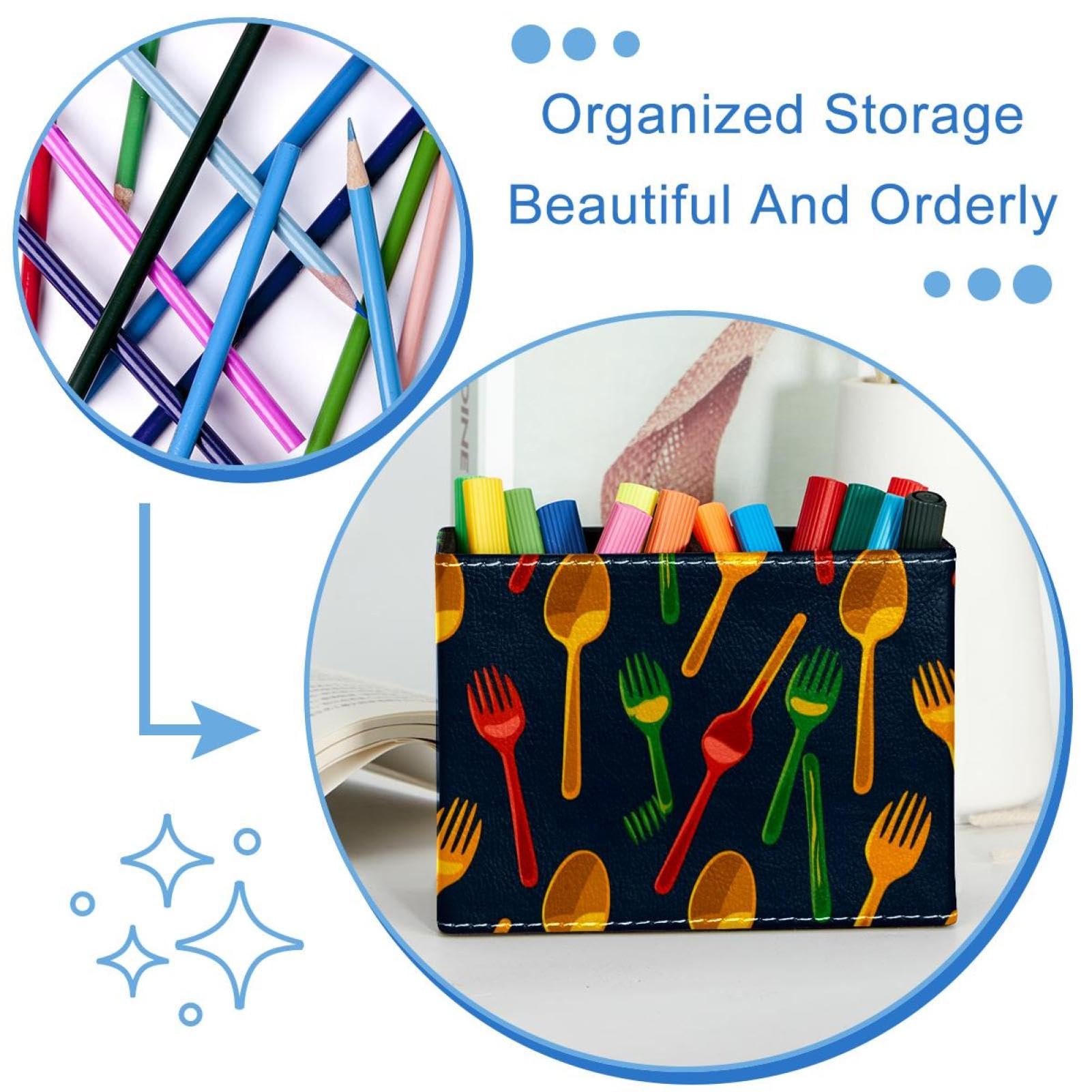 FVQL Pencil Holder & Makeup Brush Organizer - Cute Cartoon Cutlery Storage for Desk, Office, Bathroom | Perfect for School Supplies, Cosmetics & Kitchen Utensils