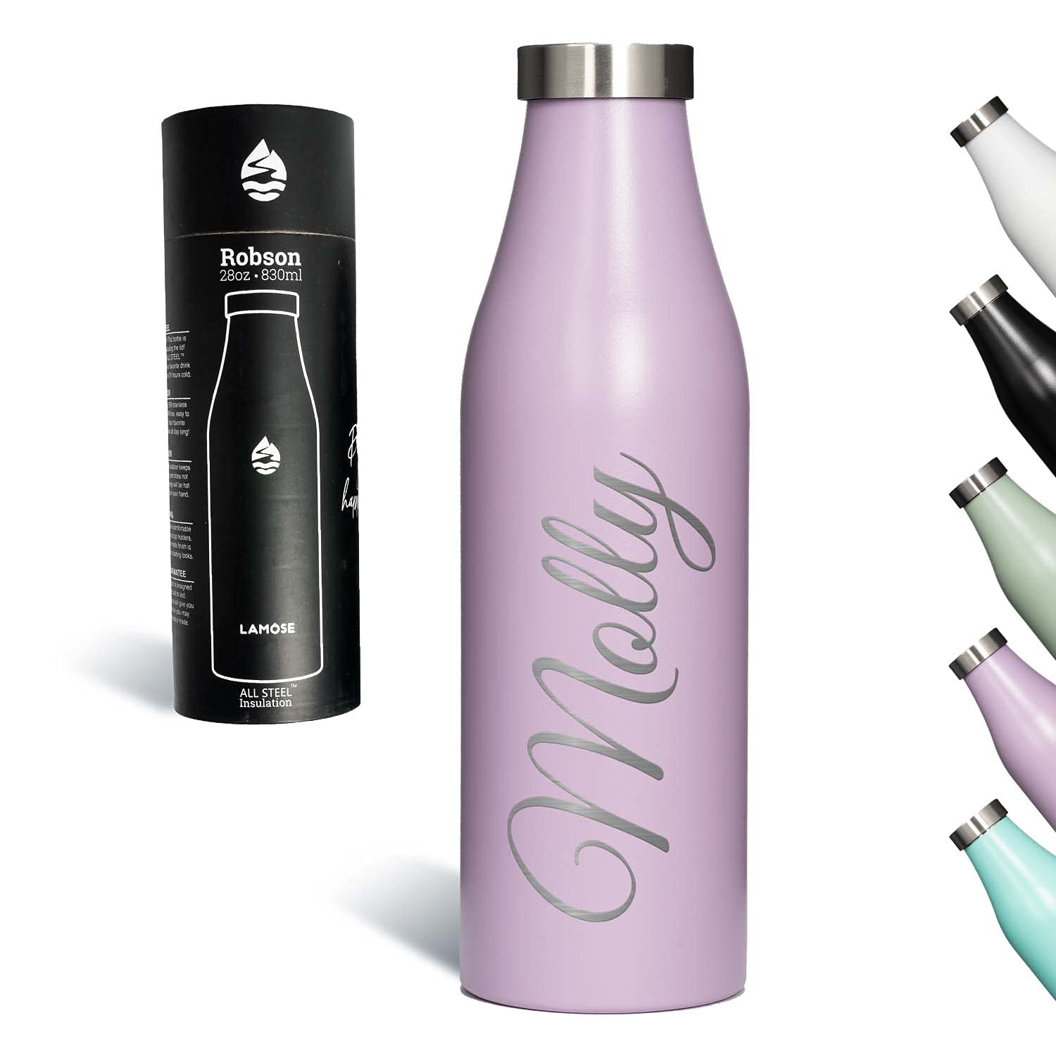 LAMOSE Robson 28oz Stainless Steel Vacuum Insulated Water Bottle with All Steel Lid - Perfect for Gym, Hiking, Travel & Outdoor Activities