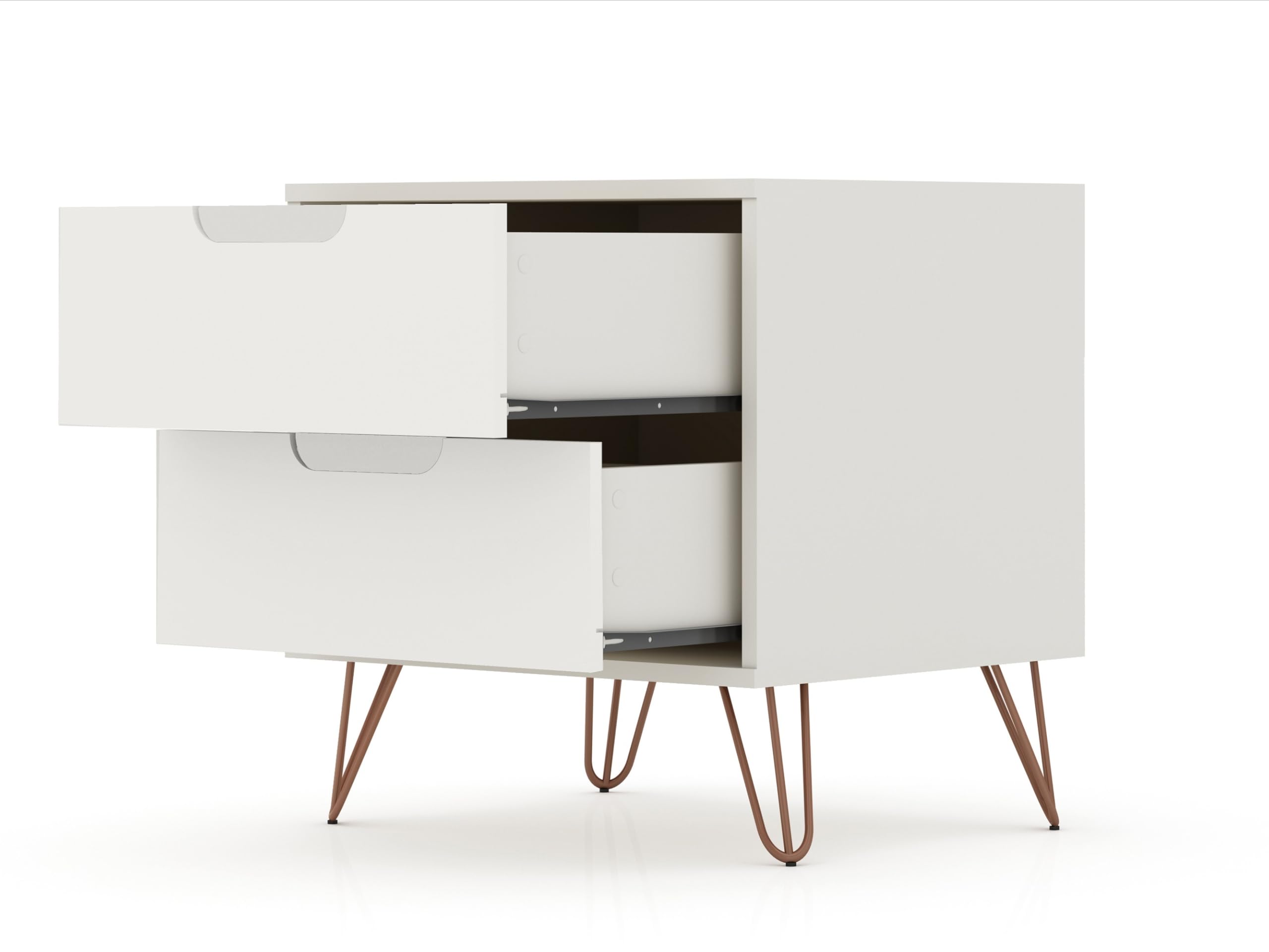 Mid Century Modern Nightstands Set of 2 - Minimalist Bedside Tables with Drawers for Bedroom Storage, Off-White Display Organizer | Perfect for Master Bedroom, Guest Room & Living Room Décor