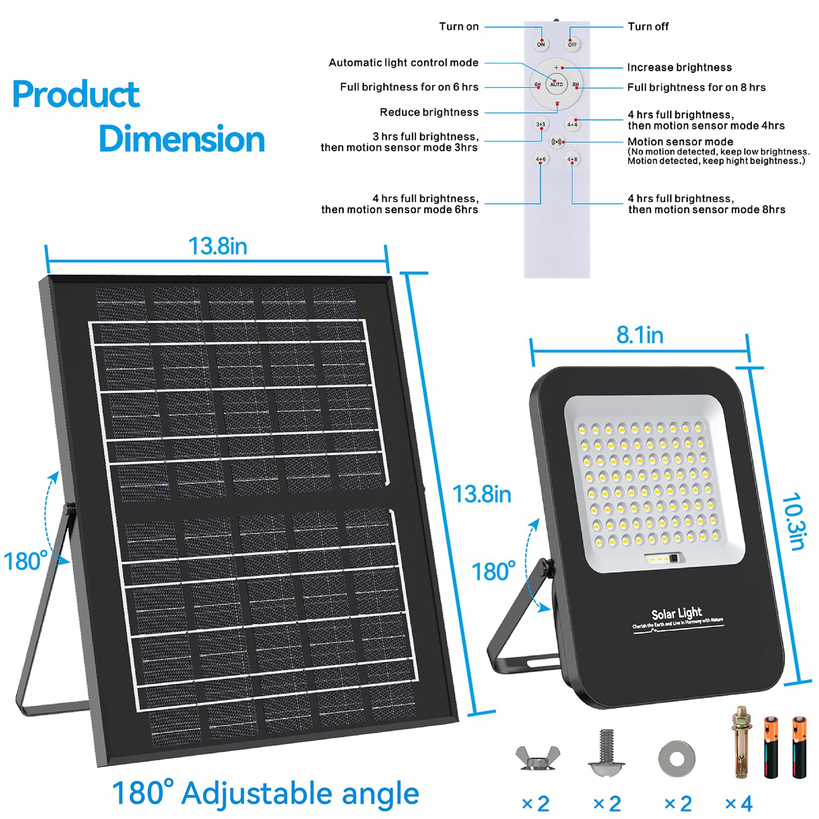 TENKOO 800W Solar Street Flood Lights Outdoor - 65000LM Dusk to Dawn Security Lighting, IP67 Waterproof Solar Parking Lot Lights with 16.4ft Cable for Yard, Garden, Driveway & Commercial Areas | Energy-Efficient Solar Powered Outdoor Lighting Solution