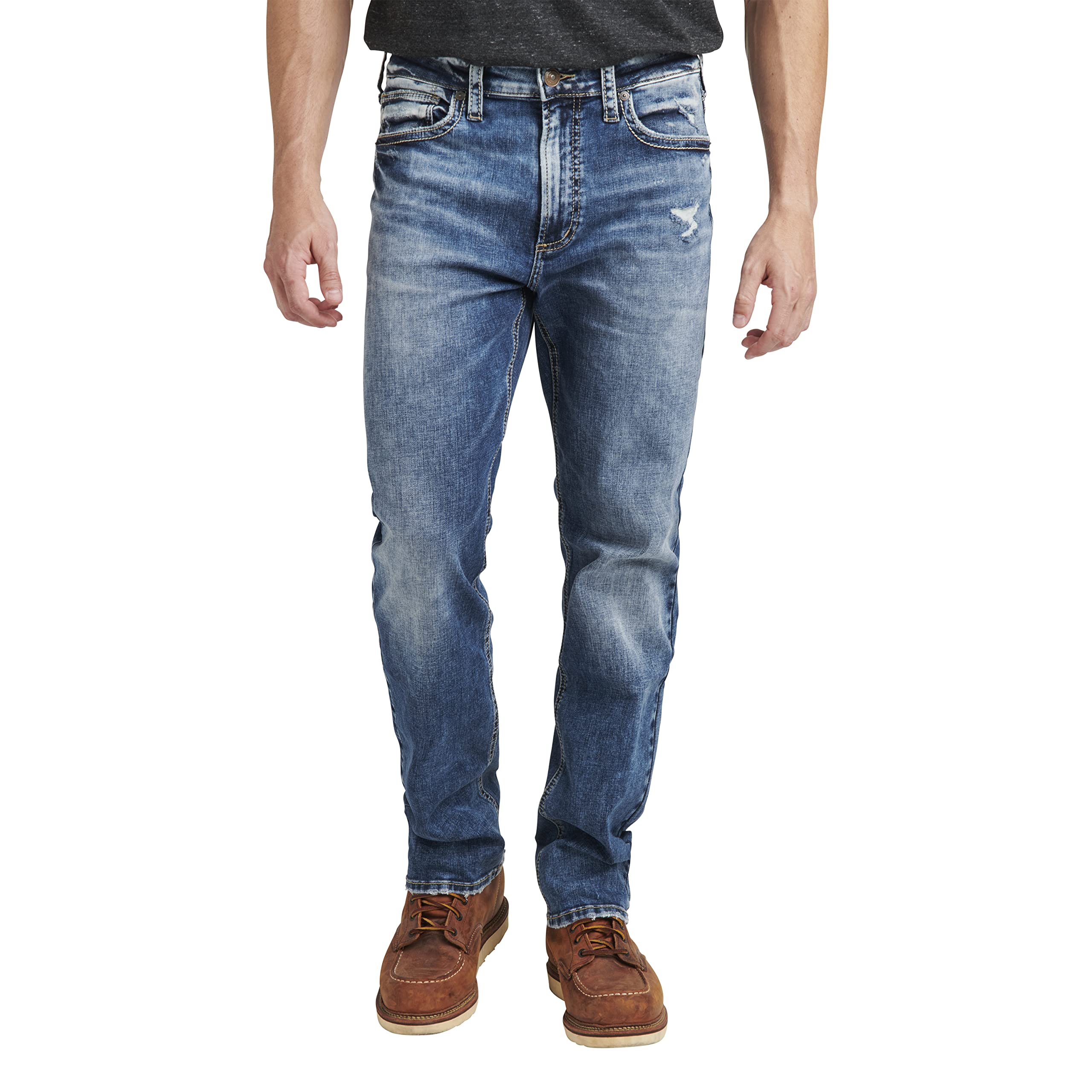Silver Jeans Co. Men's Grayson Easy Fit Straight Leg Jeans - Comfortable Stretch Denim Pants for Casual Wear & Everyday Use