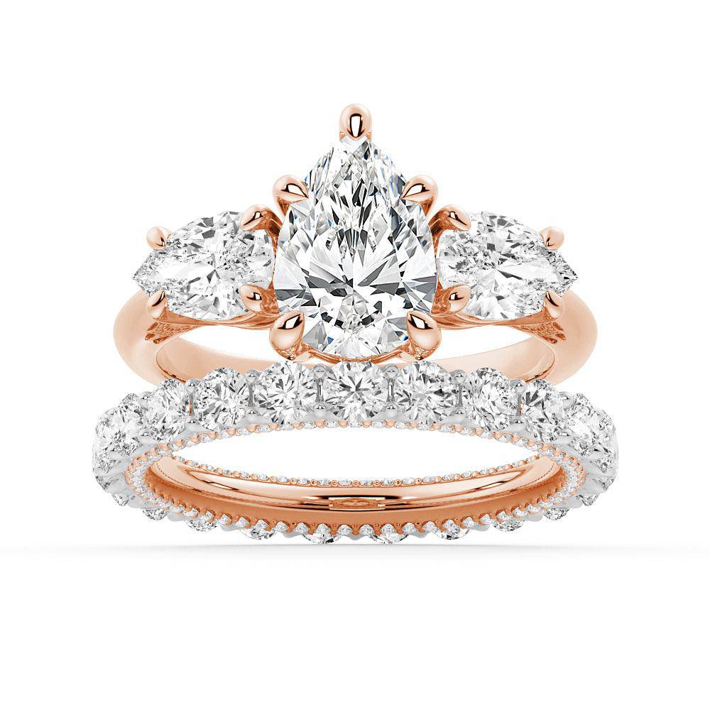 Exquisite Pear Shaped Three Stone Moissanite Engagement Ring for Women - Perfect for Proposals, Weddings & Anniversary Gifts