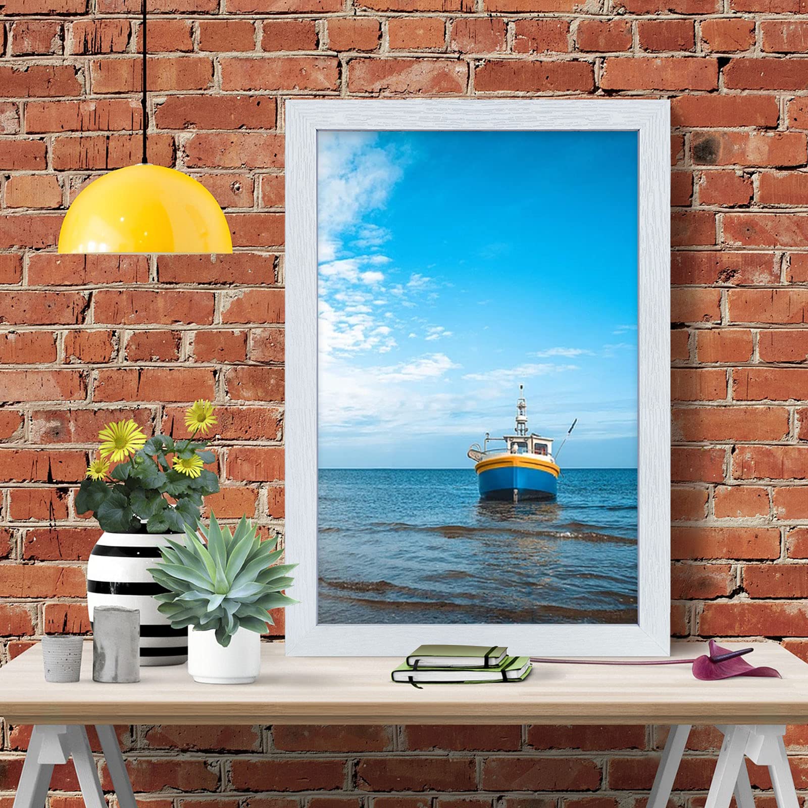 VCK 24x36 Inch White Wood Picture Frame with Plexiglass - 5 Pack Large Wall Poster Frames for Artwork, Certificates & Photos | Includes Hanging Hardware | Perfect for Home, Office & Gallery Displays