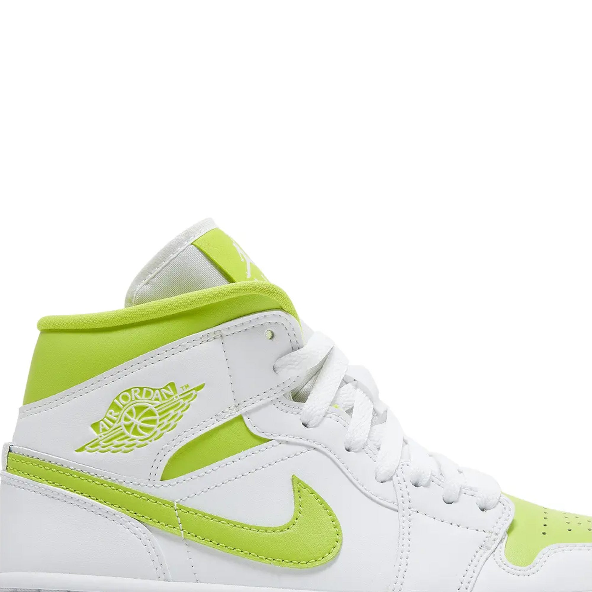Air Jordan 1 Mid Sneakers - White & Lime Green Women's Basketball Shoes (2022 Release) | Casual Wear, Street Fashion & Gym Workouts