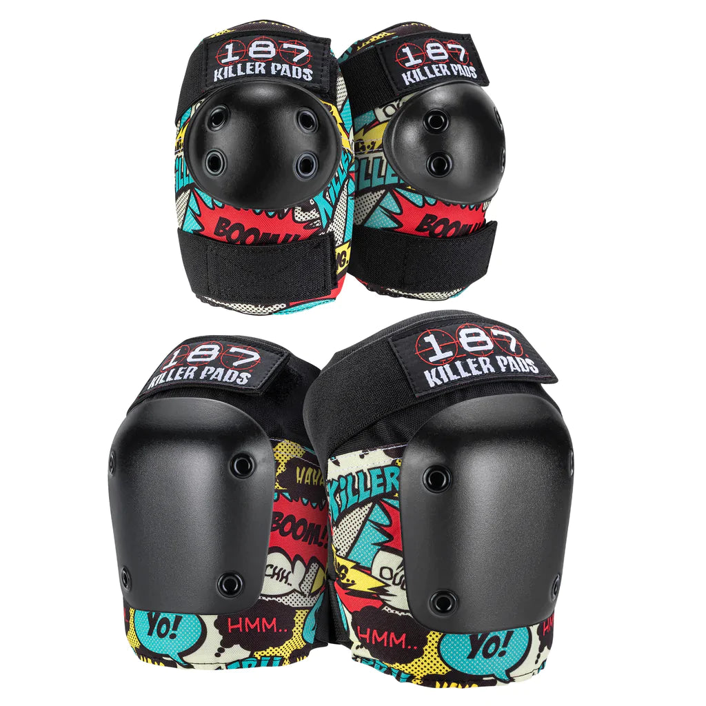 187 Killer Pads Combo Packs - Premium Skateboard Pads Set for Safety & Protection - Perfect for Skateboarding, Rollerblading & Extreme Sports
