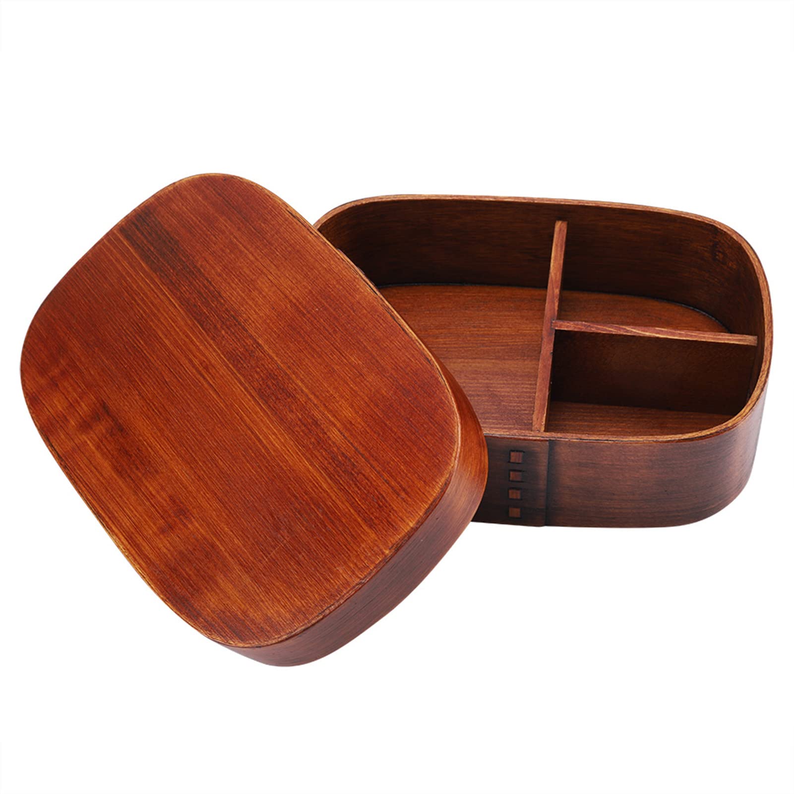 Vintage Natural Wooden Bento Box - Eco-Friendly Lunch Container for Men & Women - Microwave Safe Meal Prep Box (18x12.5x5.5cm, 3-Pack) - Perfect for Office, Picnic & School Lunch