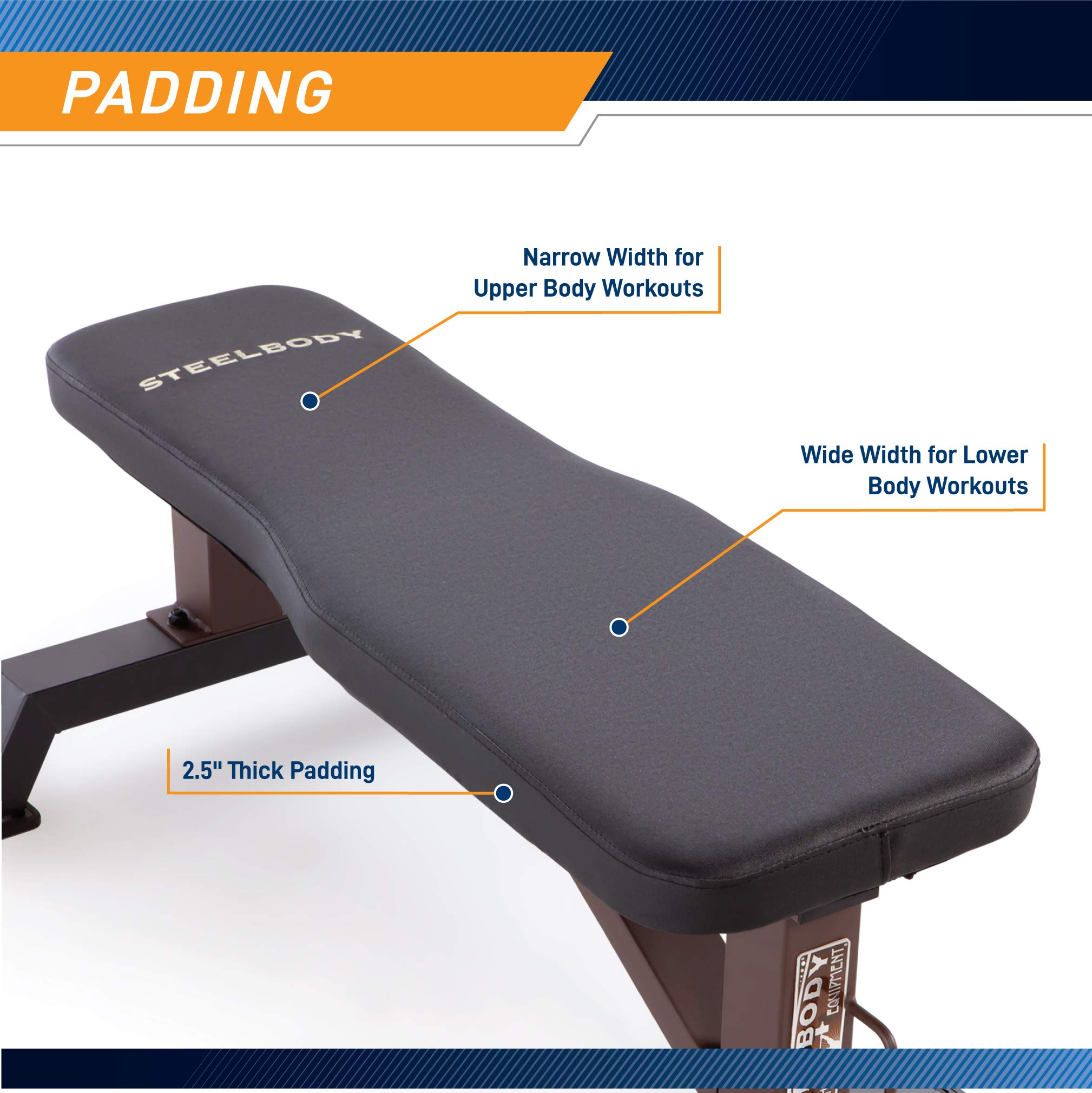 Steelbody Deluxe Adjustable Utility Weight Bench for Home Gym, Strength Training & Weightlifting - Perfect for Full-Body Workouts & Compact Home Fitness Spaces