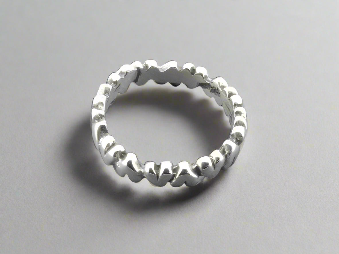 Sterling Silver Heart Band Ring - Elegant & Dainty Jewelry for Women - Perfect for Valentine's Day, Anniversary & Everyday Wear