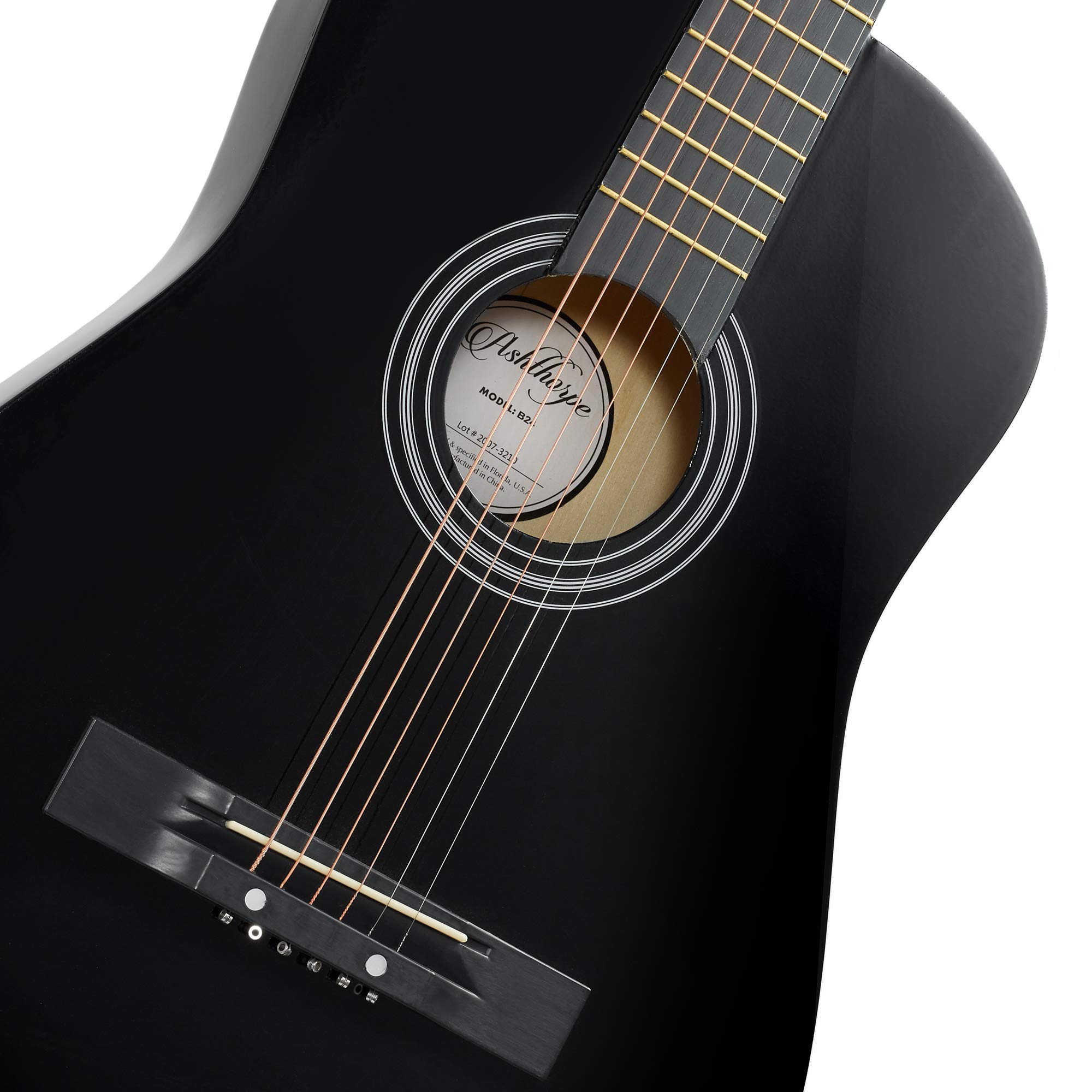 Ashthorpe 38-Inch Acoustic Guitar Starter Kit for Beginners - Black with Gig Bag, Strings, Strap, Tuner, Picks & Accessories | Perfect for Learning, Practice & Travel