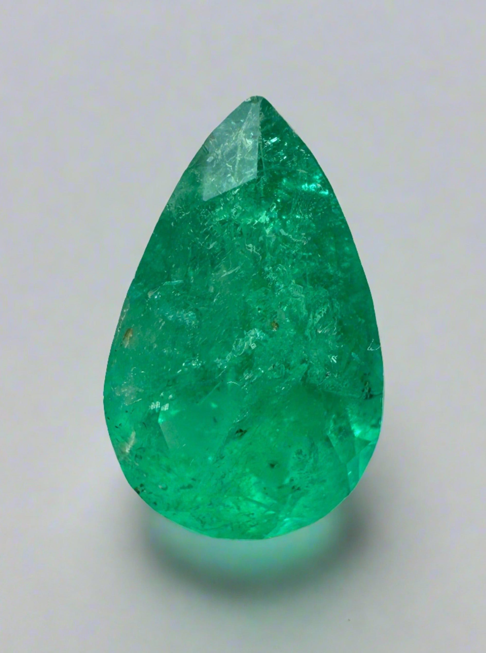 2.35 Carat 12x8mm Rich Green Natural Loose Colombian Emerald Pear Cut Gemstone for Jewelry Making, Engagement Rings & Luxury Gifts