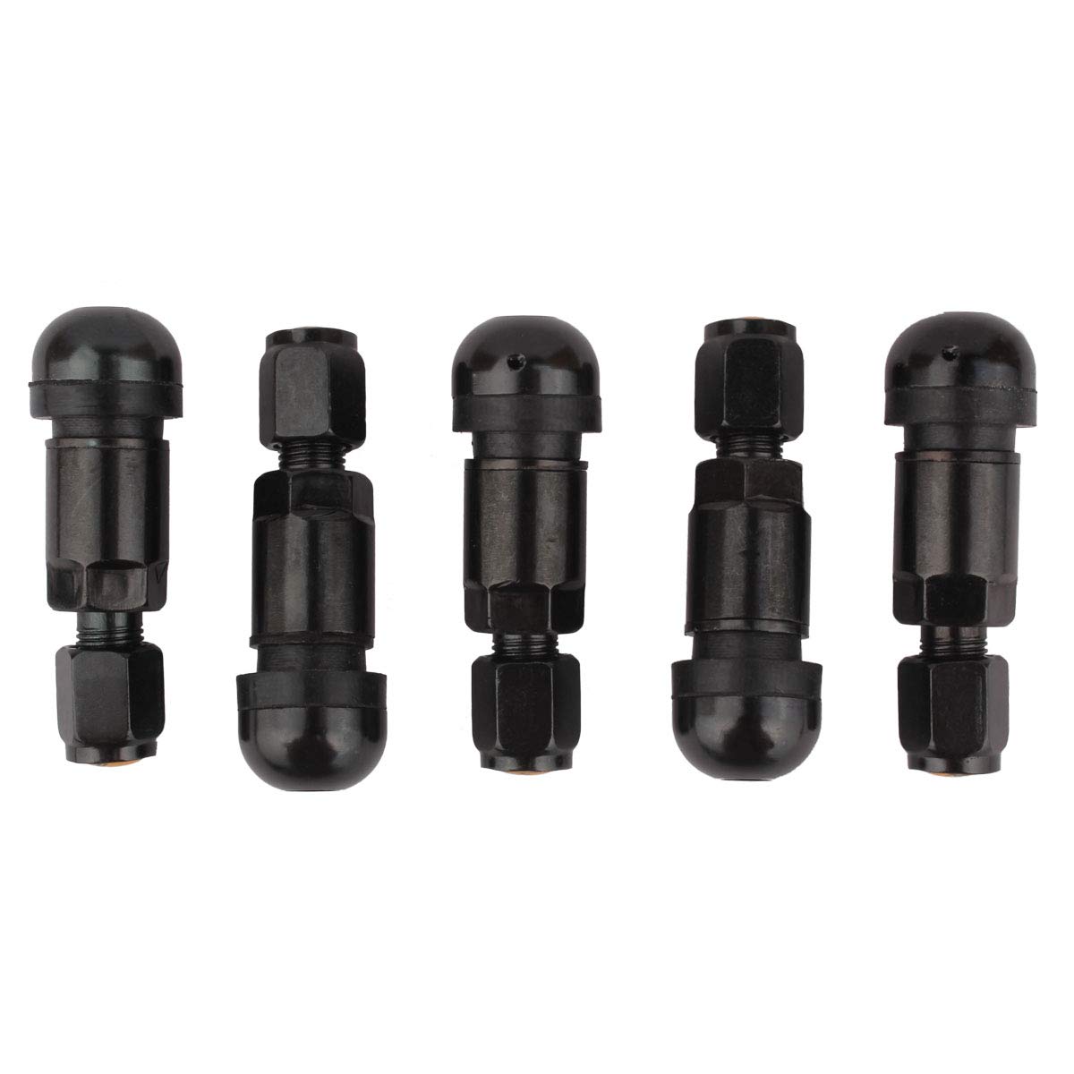 5-Pack Black Aluminum Tire Valve Stem Caps - Durable Bolt-in Dust Covers for Car Wheels & Rims - Perfect for Off-Road, Daily Driving & Vehicle Protection