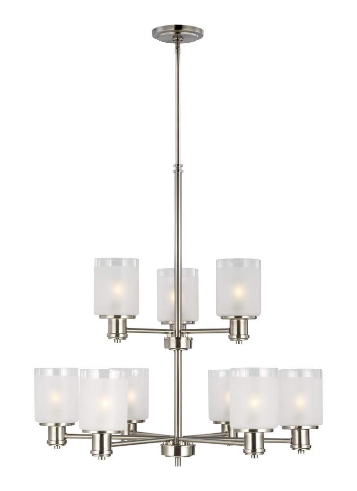 Sea Gull Lighting 9-Light Norwood Traditional Chandelier in Brushed Nickel - Modern Ceiling Light Fixture for Dining Room, Living Room, Foyer & Bedroom | Elegant Home Decor Lighting for Indoor Spaces