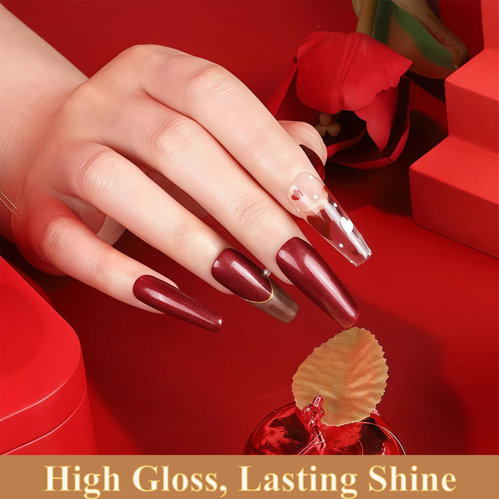 Red Glitter Nail Polish - Quick Dry Ruby Radiance Shimmer Nail Lacquer - Sparkling Air Dry Nail Varnish for DIY Manicure & Nail Art | Perfect for Parties, Date Nights & Special Occasions