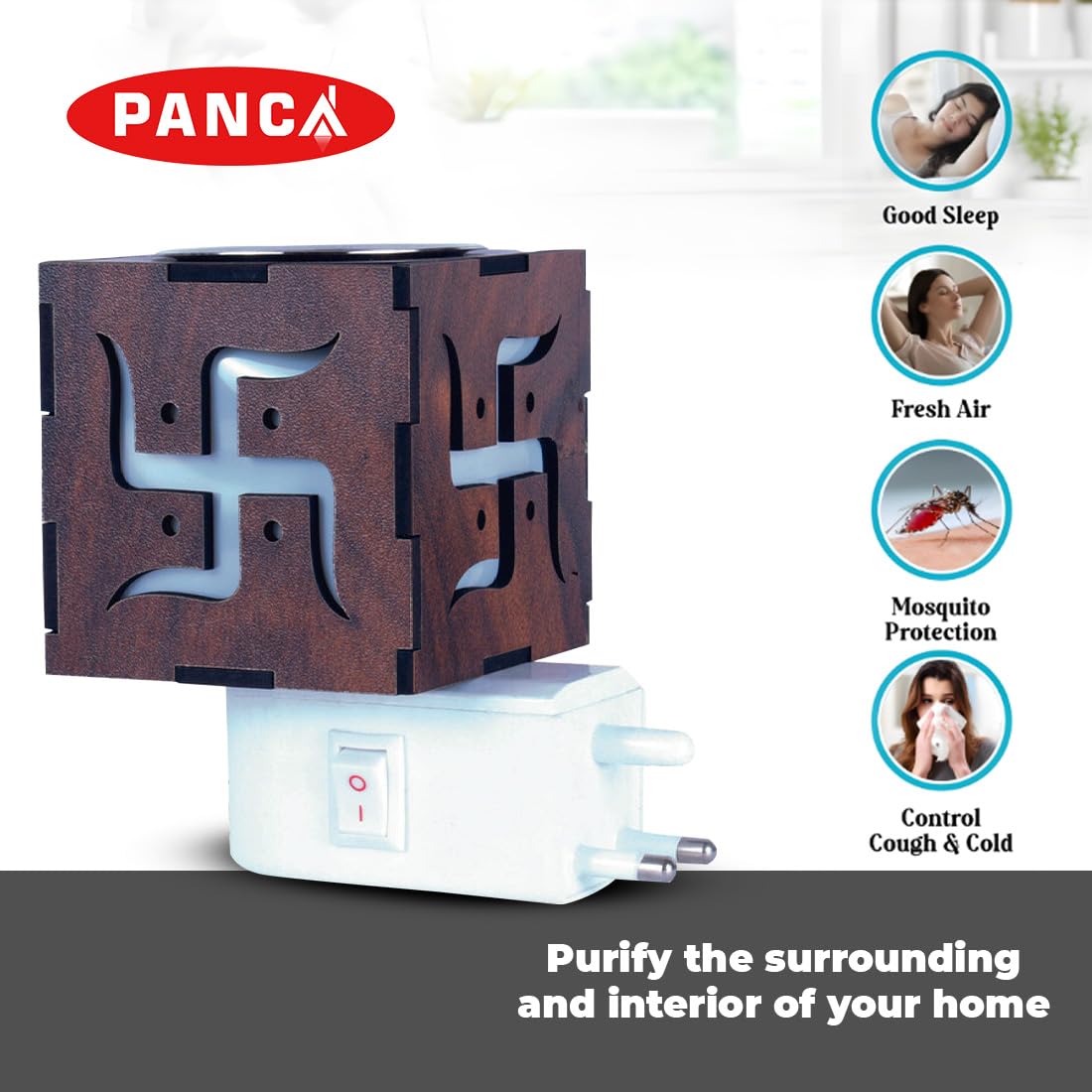 Electric Camphor Diffuser & Burner - Swastik Kapoor Dani for Aromatherapy, Incense, and Dhoop | Multipurpose Electric Camphor Burner for Home, Yoga, Meditation & Spiritual Ceremonies | PANCA Electrical Kapoor Dani