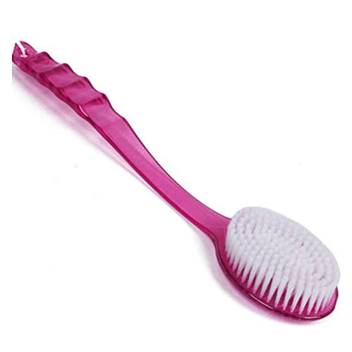 Long Handle Shower Back Brush - Skin Scrubber & Massager for Bath & Spa - Rose Red