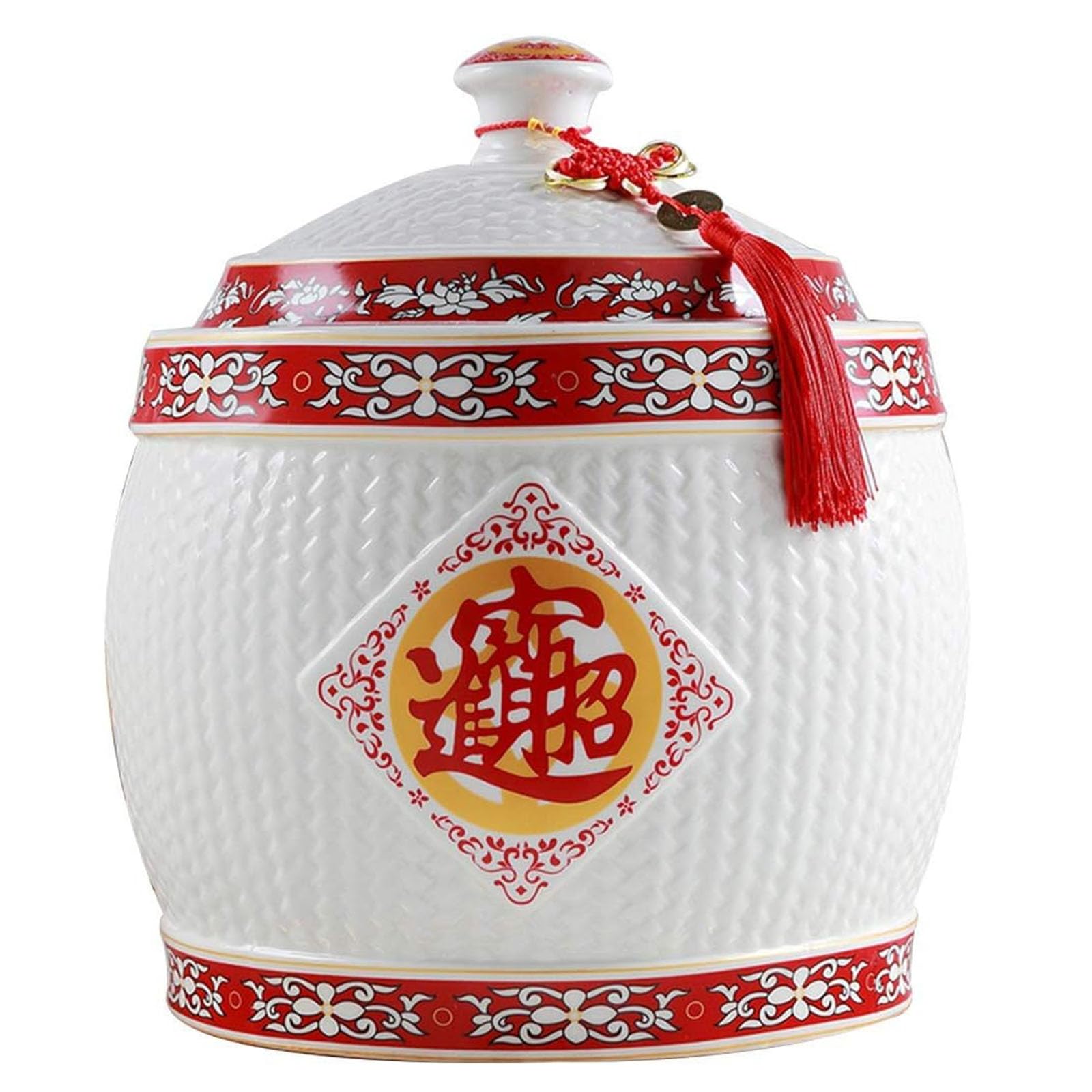 Premium Large Ceramic Rice Storage Container with Airtight Lid - 30x36cm (12x14in) Grain Dispenser for Rice, Noodles & Dry Food - Ideal for Kitchen Pantry Organization & Bulk Food Storage