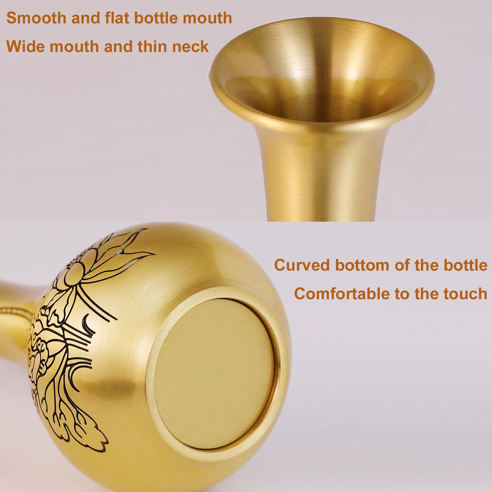 Gold Brass Vase with Special Engraved Pattern - 7.88 Inch Tall Metallic Decorative Centerpiece for Home, Wedding & Events | Elegant Table Decor, Bookshelf Accent & Flower Arrangement | Perfect for Living Room, Dining Table & Gift Giving